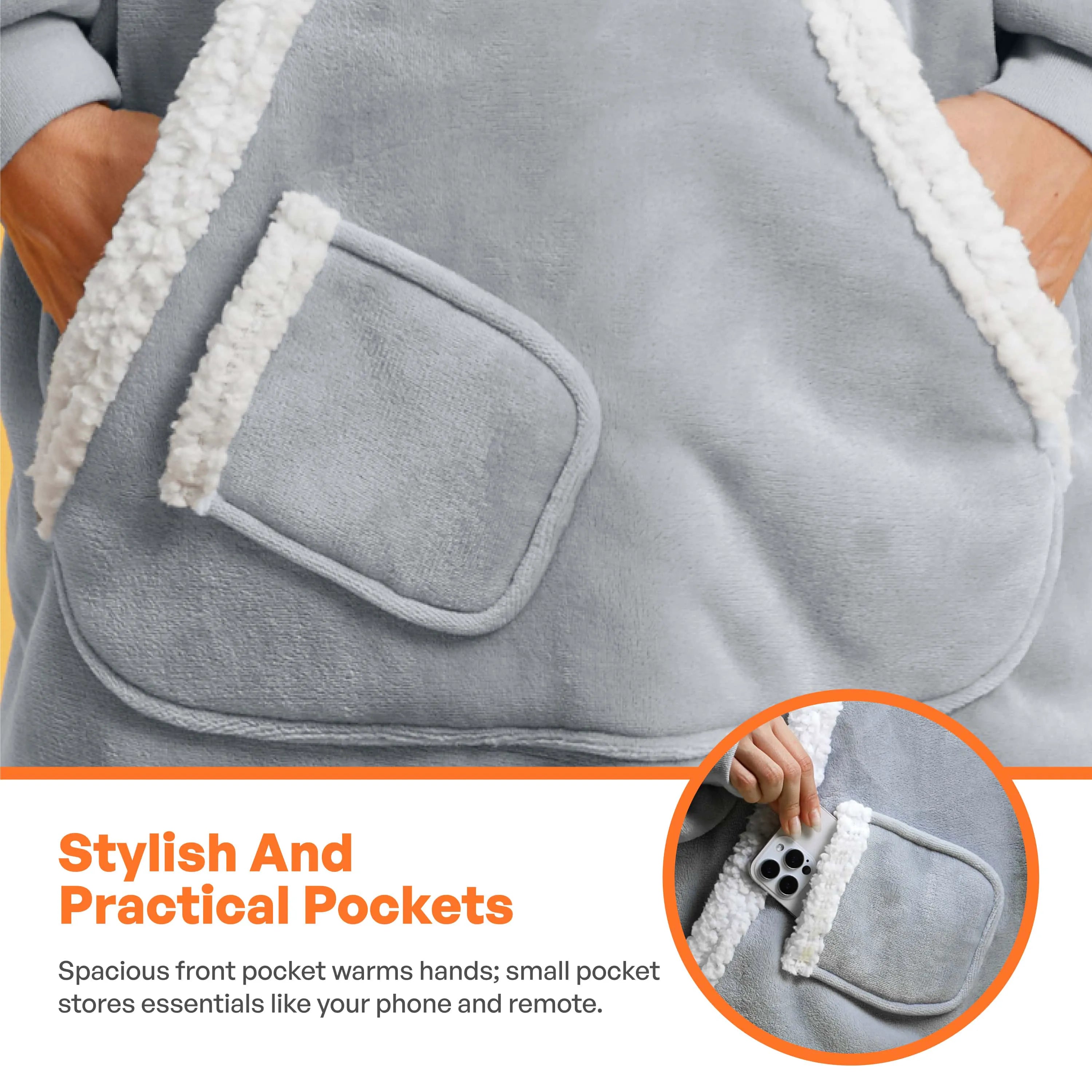 Adult Sherpa Wearable Blanket - Gray