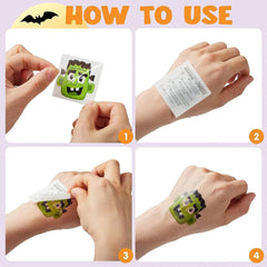 144 PCS Halloween Temporary Tattoos for Kids - 12 Designs Waterproof Fake Tattoo Stickers