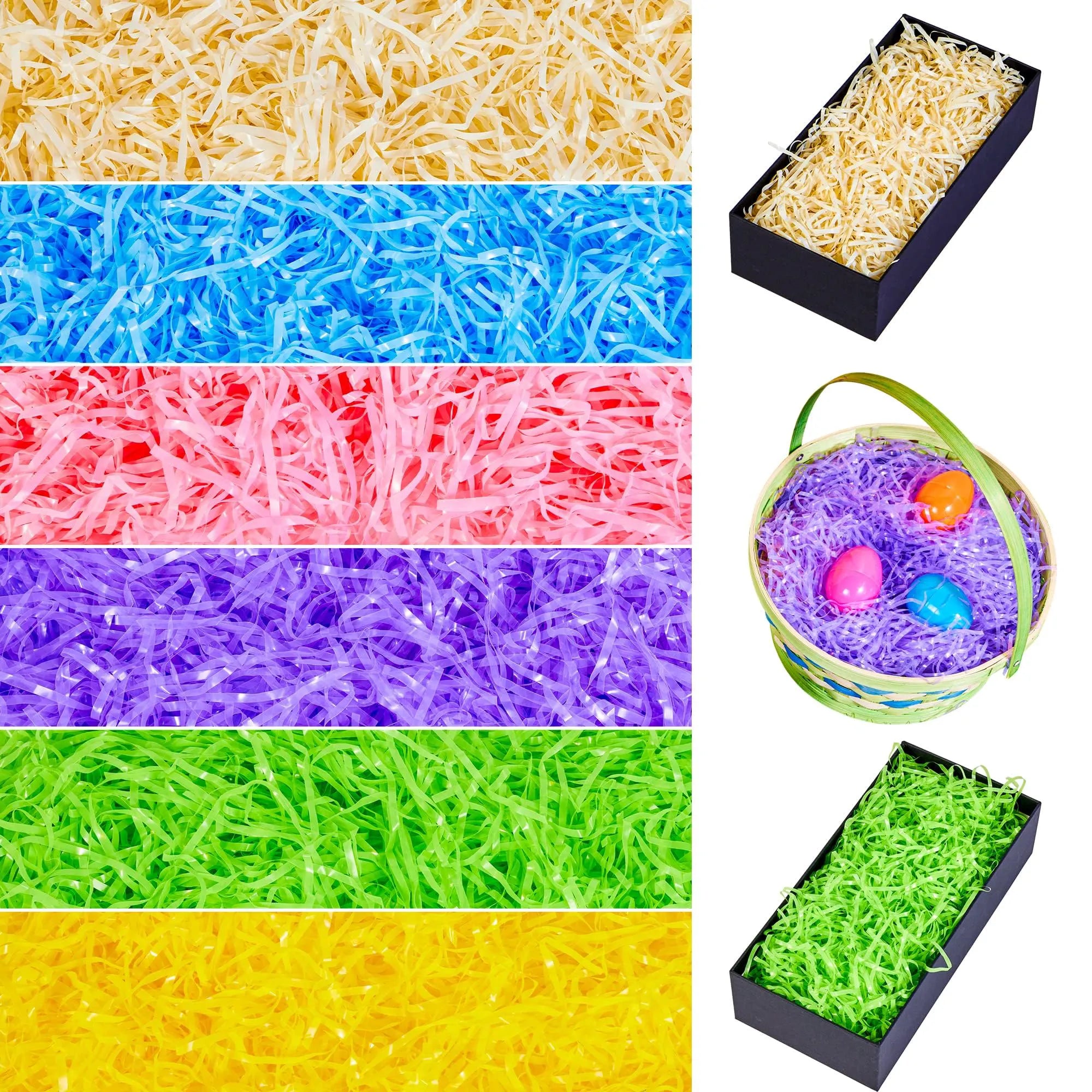JOYIN 0.75LB Easter Plastic Grass - 6 Colors Shredded Filler