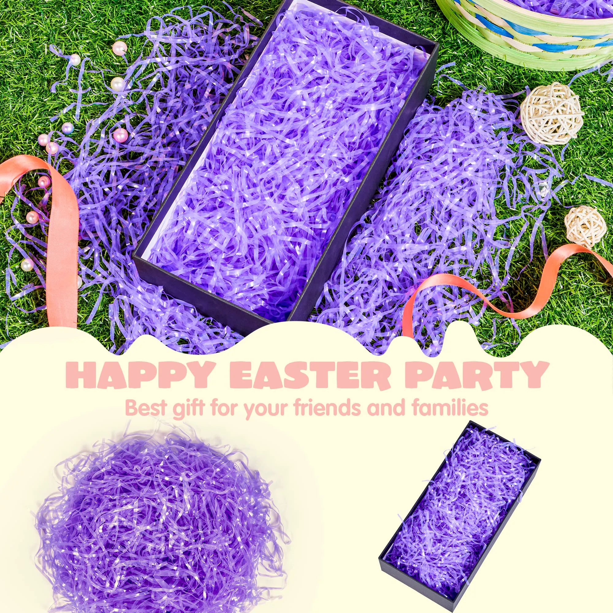 JOYIN 0.75LB Easter Plastic Grass - 6 Colors Shredded Filler