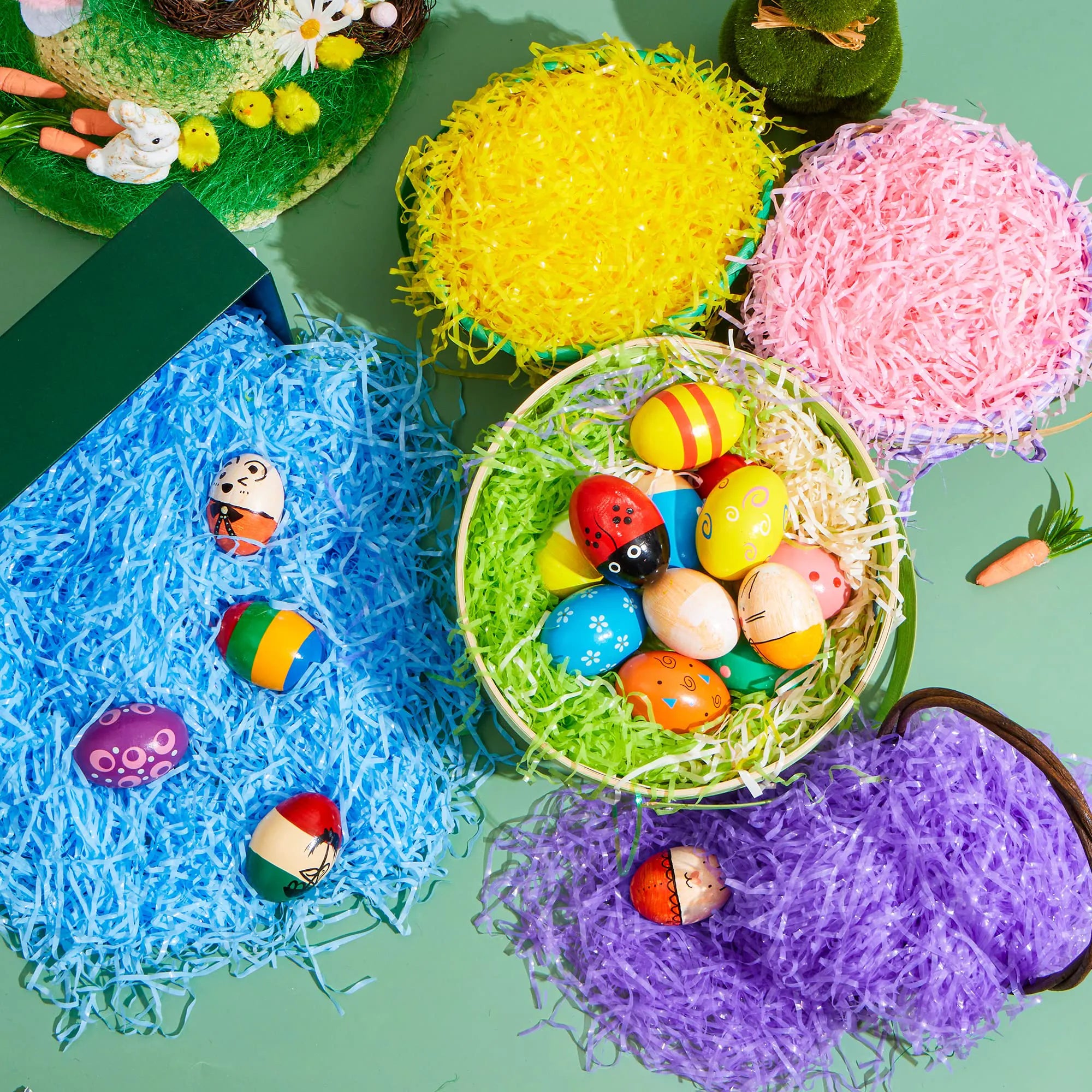 JOYIN 0.75LB Easter Plastic Grass - 6 Colors Shredded Filler