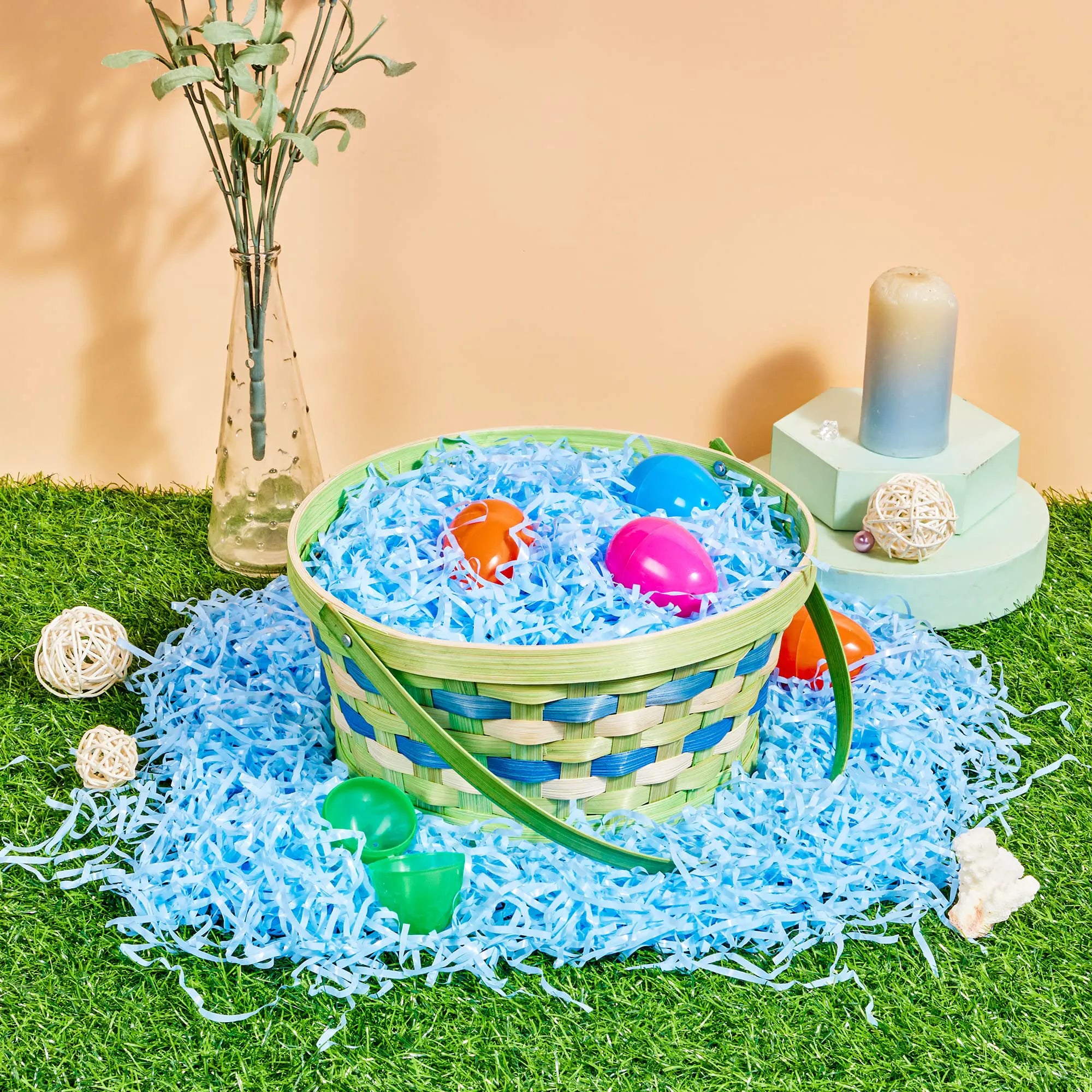 JOYIN 0.75LB Easter Plastic Grass - 6 Colors Shredded Filler