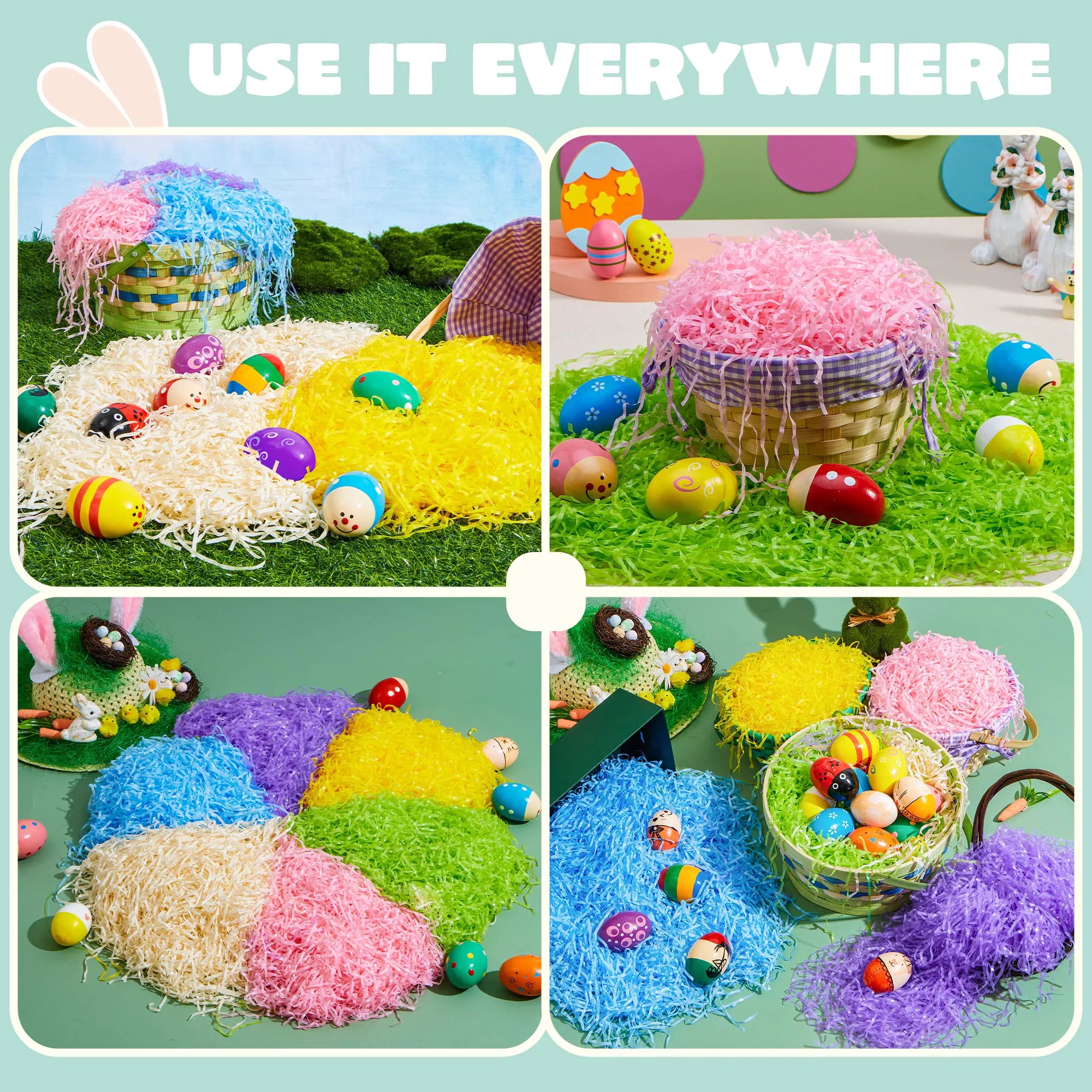 JOYIN 0.75LB Easter Plastic Grass - 6 Colors Shredded Filler
