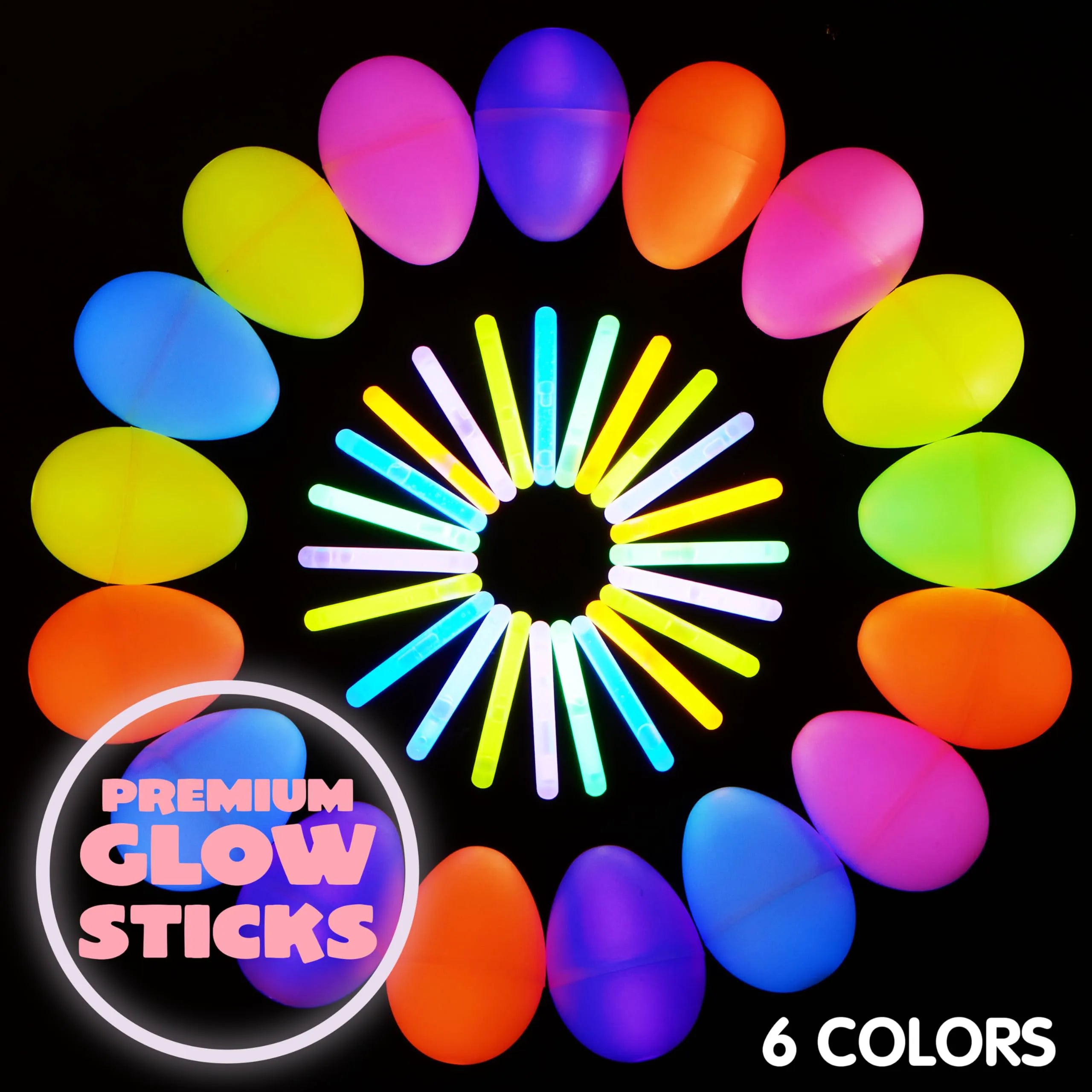 JOYIN 100 Pcs Easter Eggs with Mini Glow Sticks