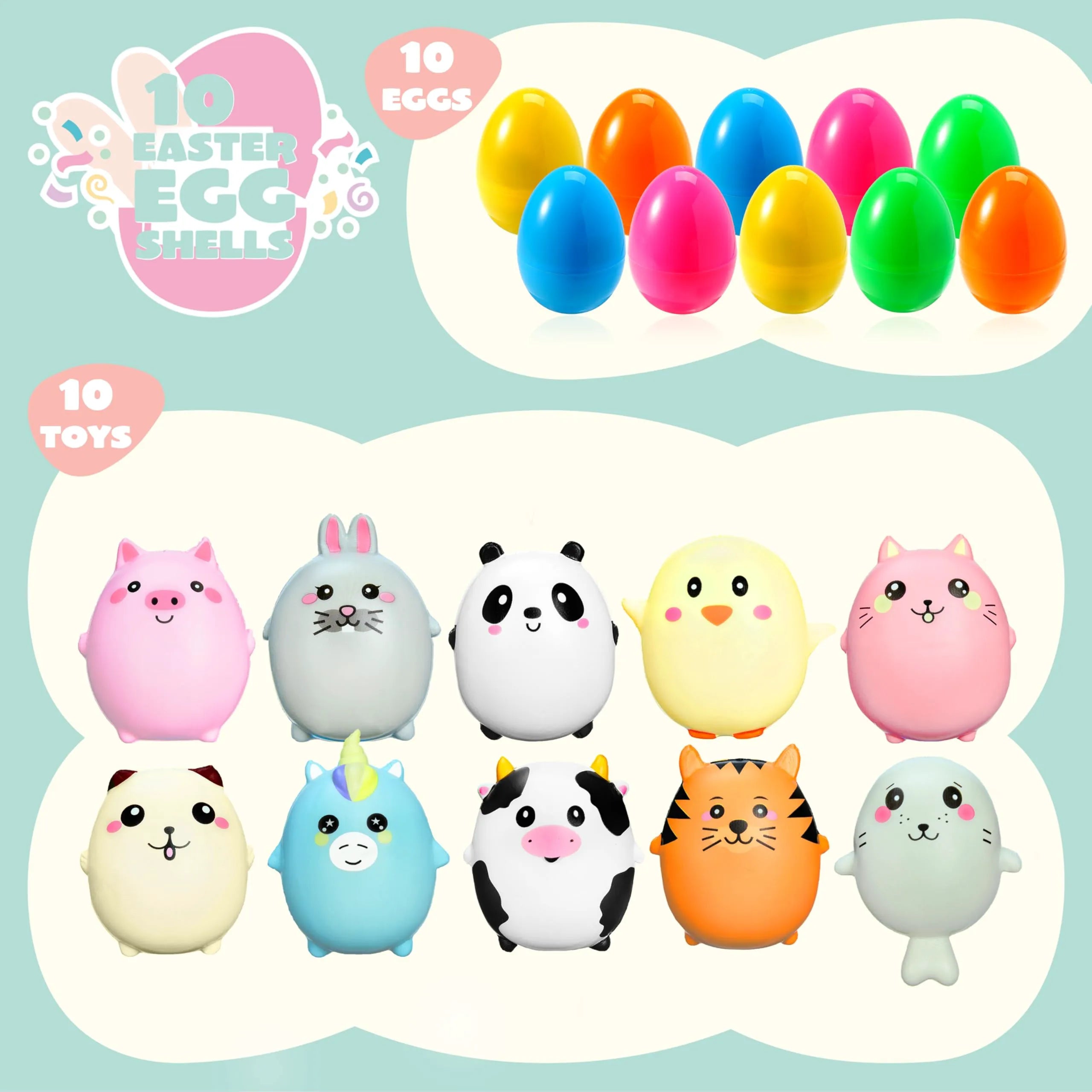 JOIN 10-Pack Jumbo Easter Eggs with Animal Squishy Toys