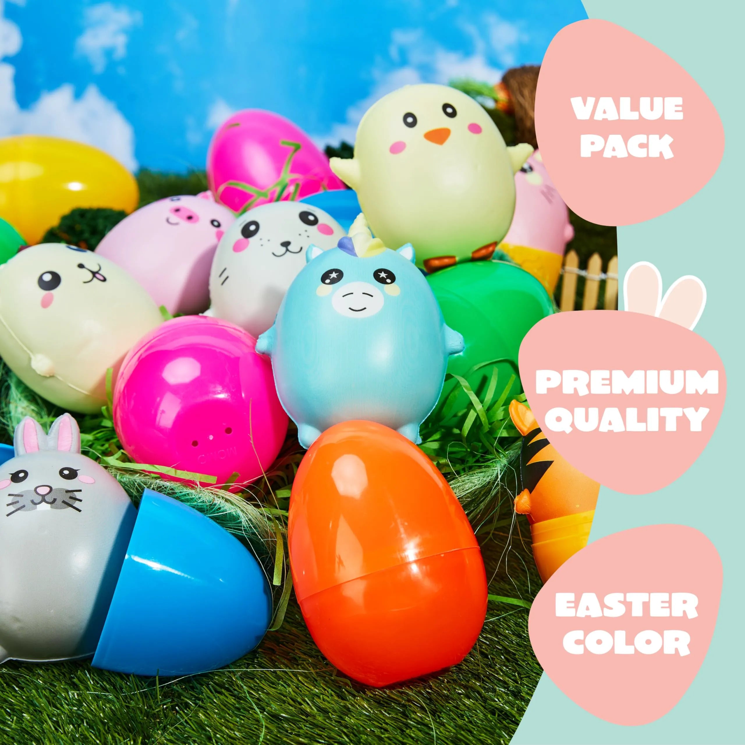 JOIN 10-Pack Jumbo Easter Eggs with Animal Squishy Toys