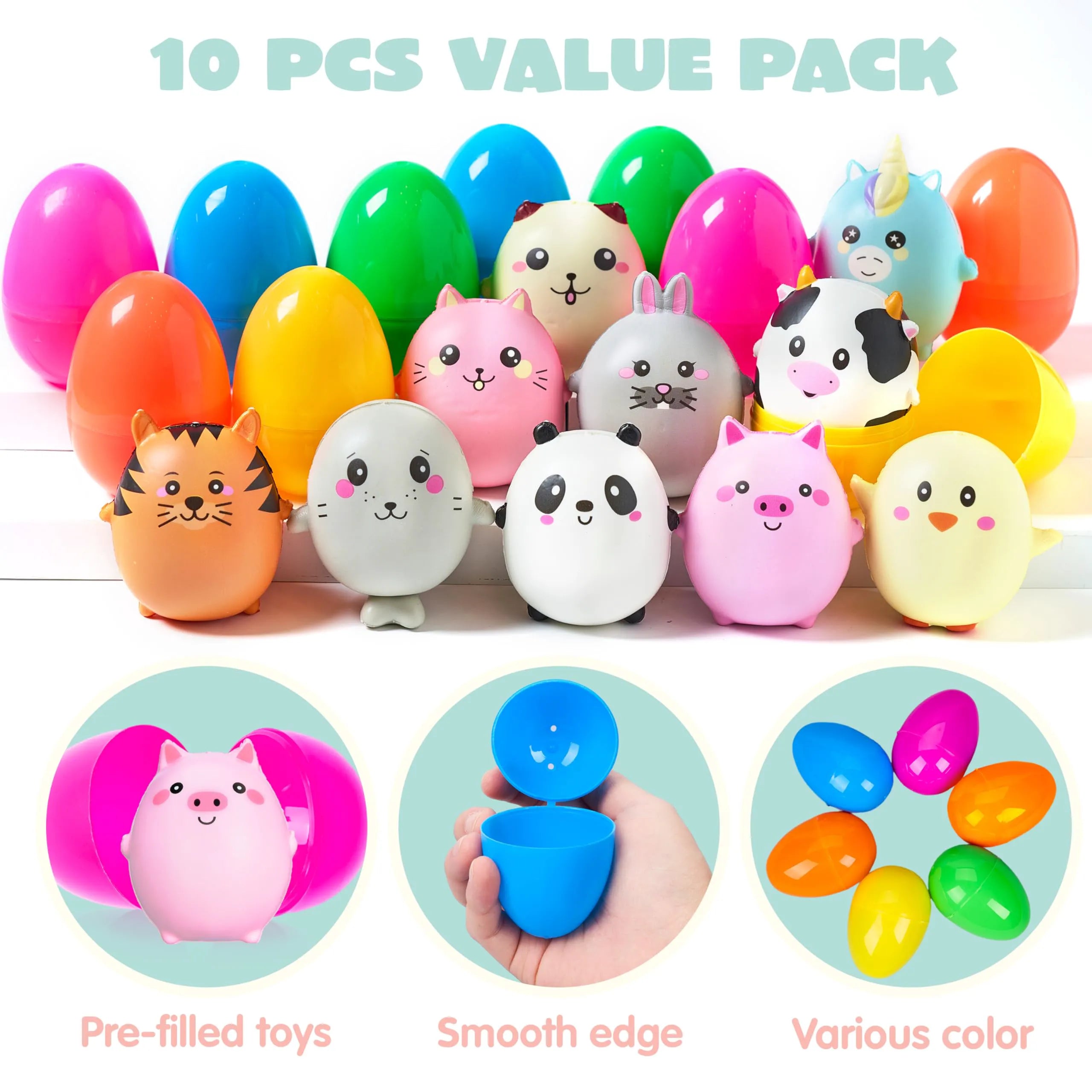 JOIN 10-Pack Jumbo Easter Eggs with Animal Squishy Toys