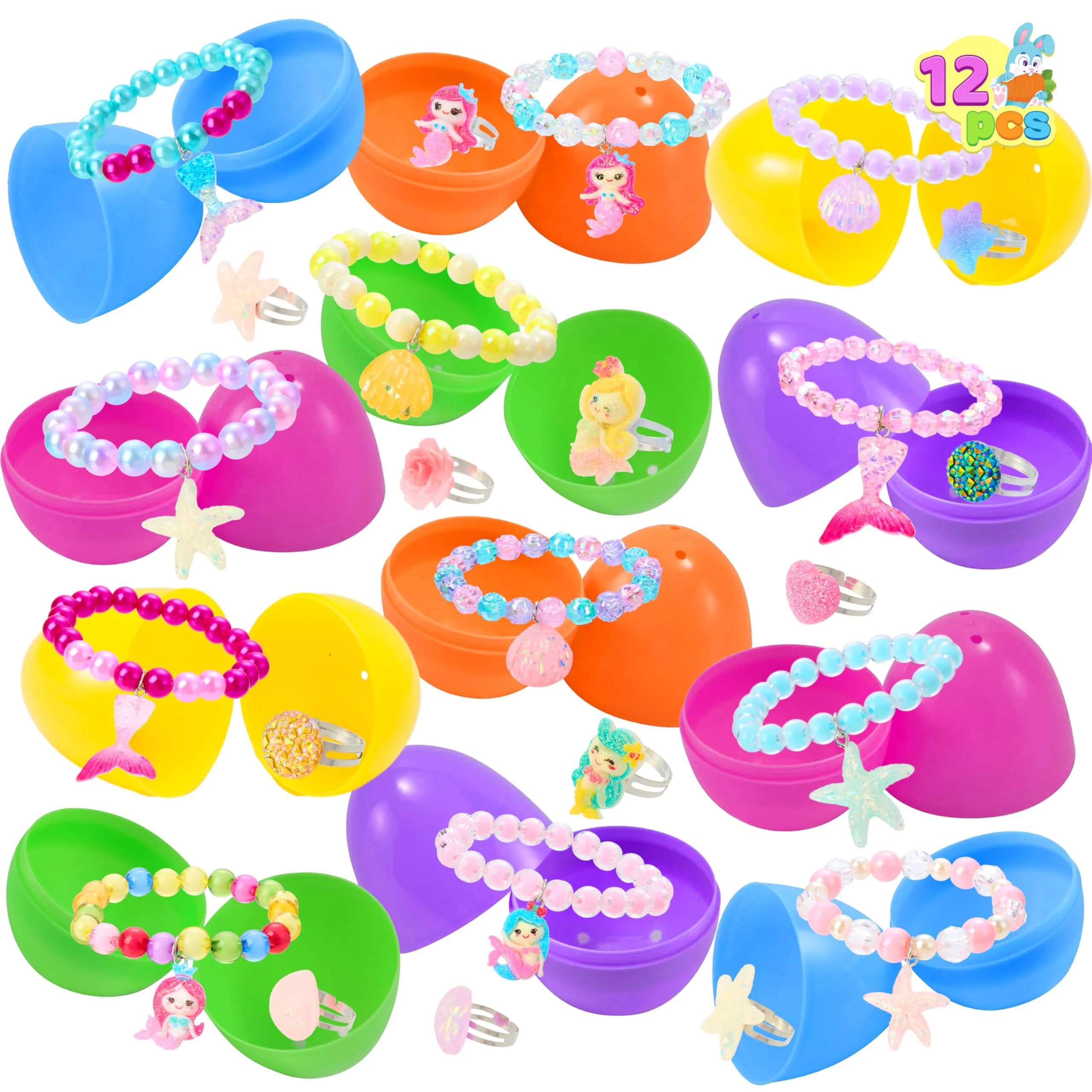 JOIN 12-Pack Prefilled Easter Eggs with Bead Jewelry Toys