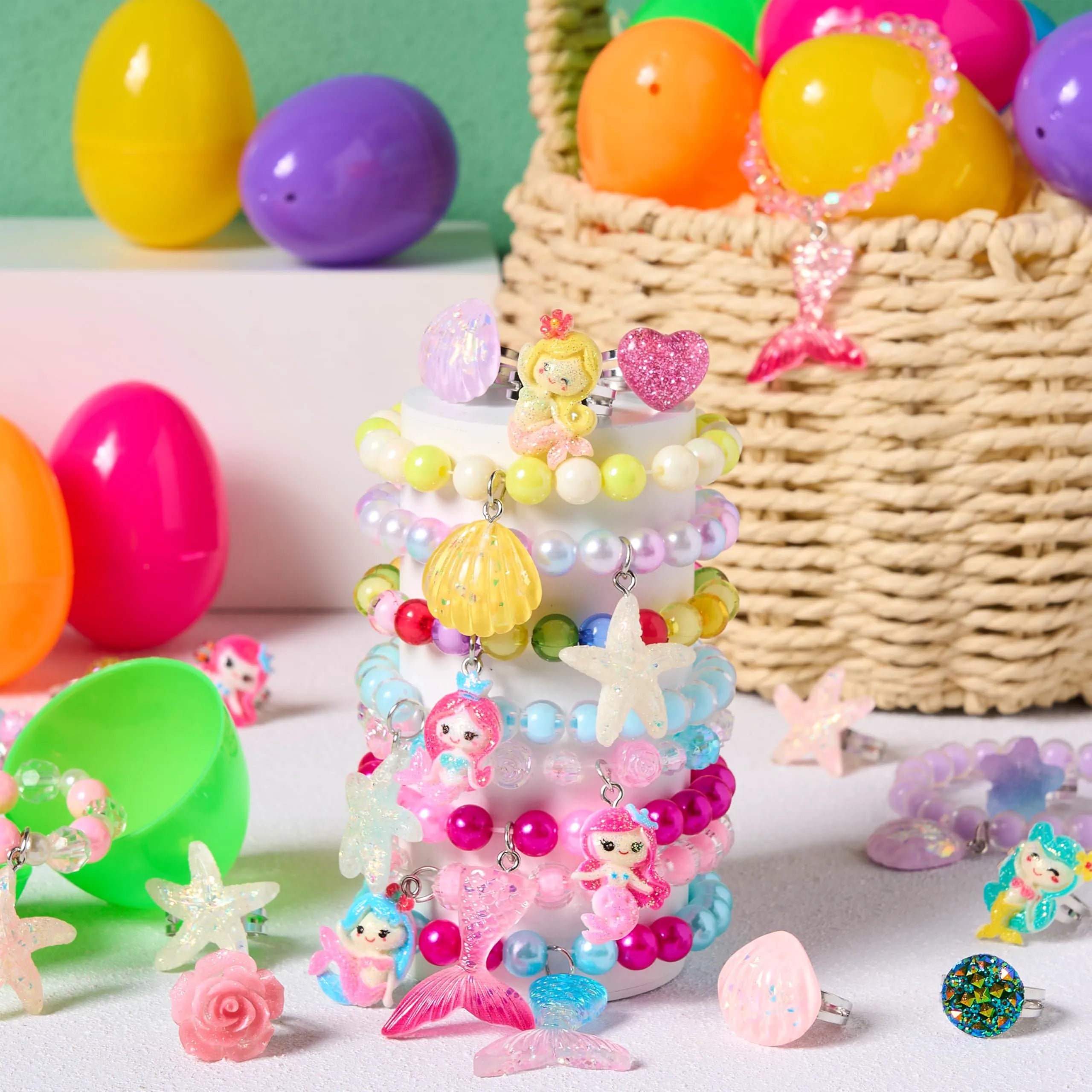 JOIN 12-Pack Prefilled Easter Eggs with Bead Jewelry Toys