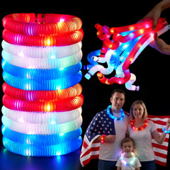 JOYIN 12-Piece 4th of July Patriotic Light-Up Pop Tubes and Glow Sticks Set