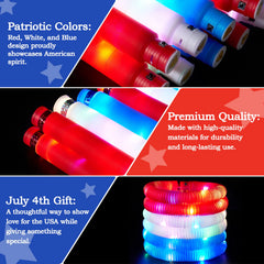 JOYIN 12-Piece 4th of July Patriotic Light-Up Pop Tubes and Glow Sticks Set