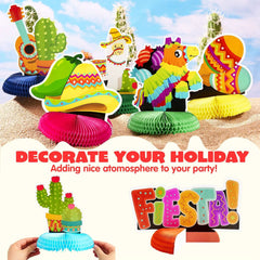 JOYIN 12 Pcs Cinco De Mayo Honeycomb Table Centerpiece