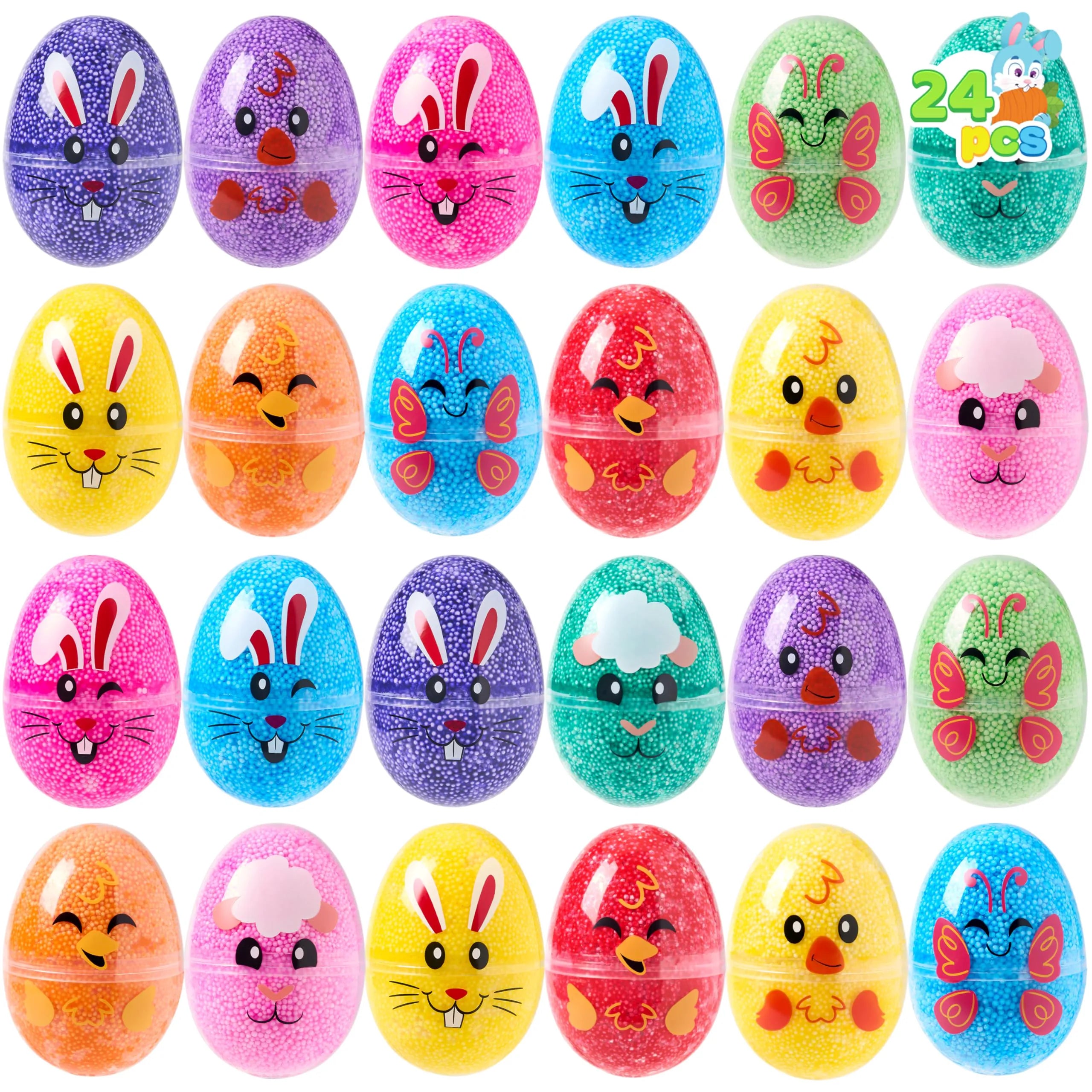 JOYIN 12 Pcs Easter Prefilled Eggs with Foam Squishy Toys