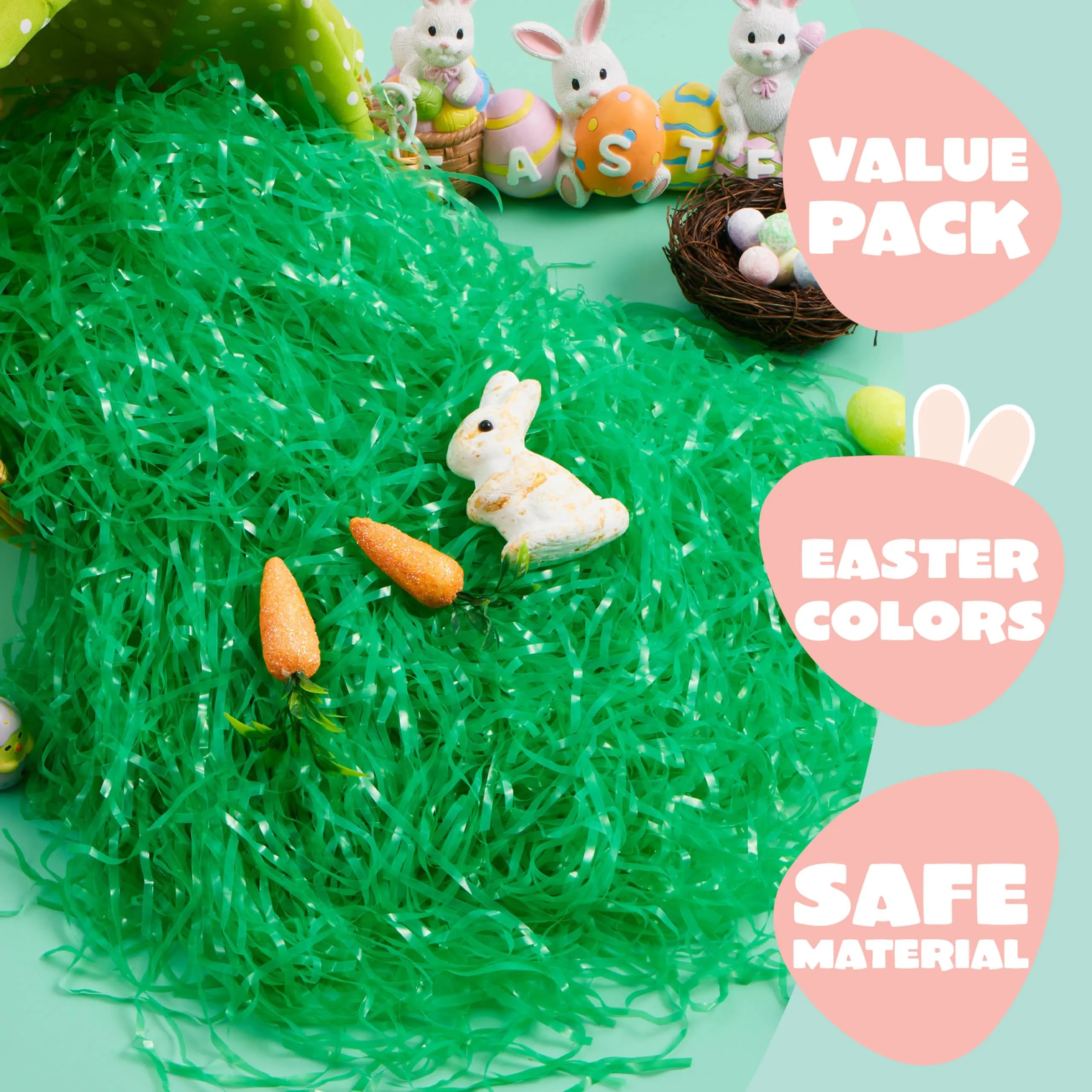 JOYIN 12 oz Dark Green Plastic Easter Grass