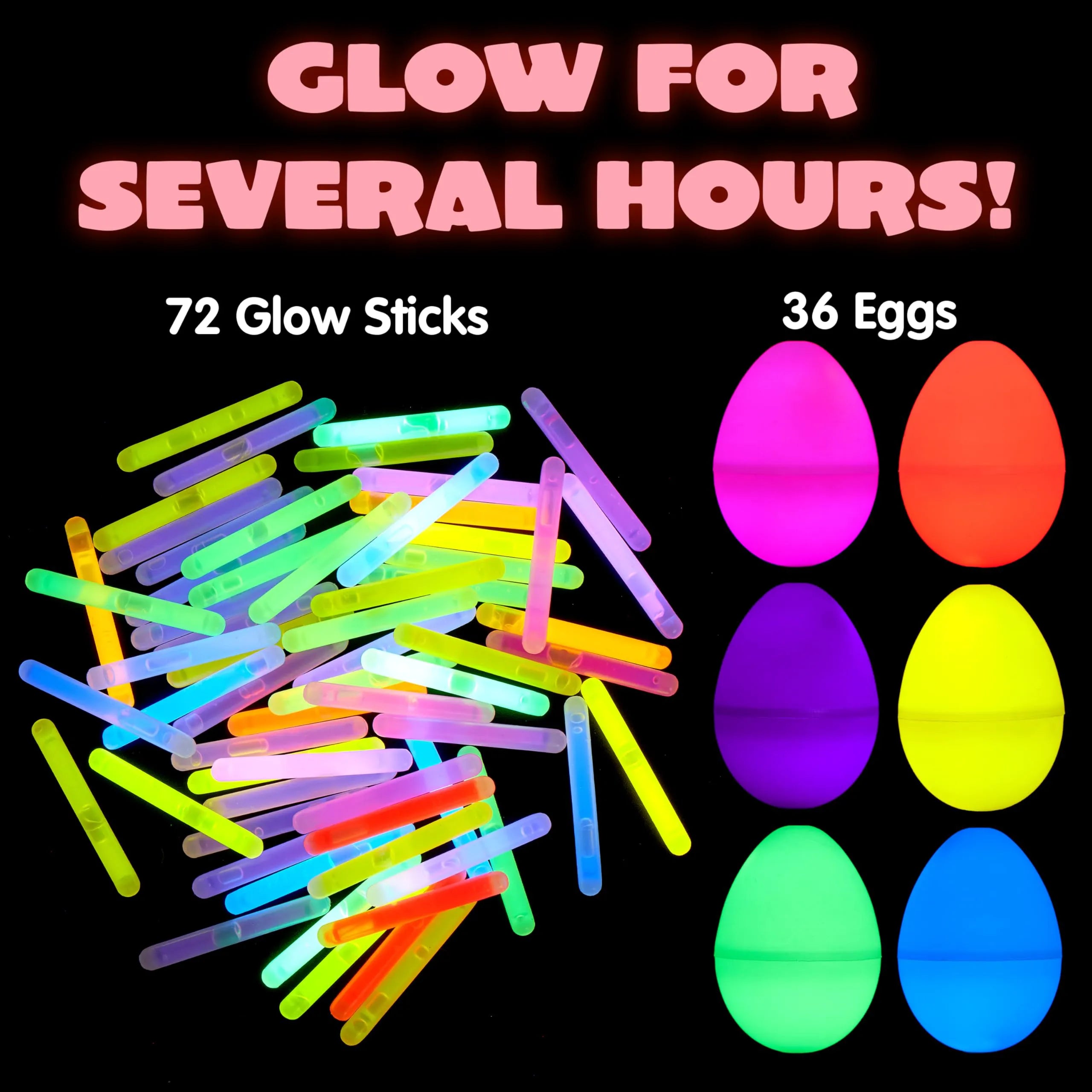 JOYIN 144 Pcs Easter Eggs with Mini Glow Sticks