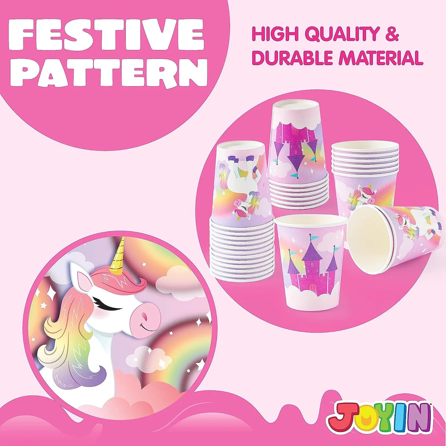 JOYIN 145 Pcs Unicorn Birthday Party Supplies with Unicorn Banner for Girls