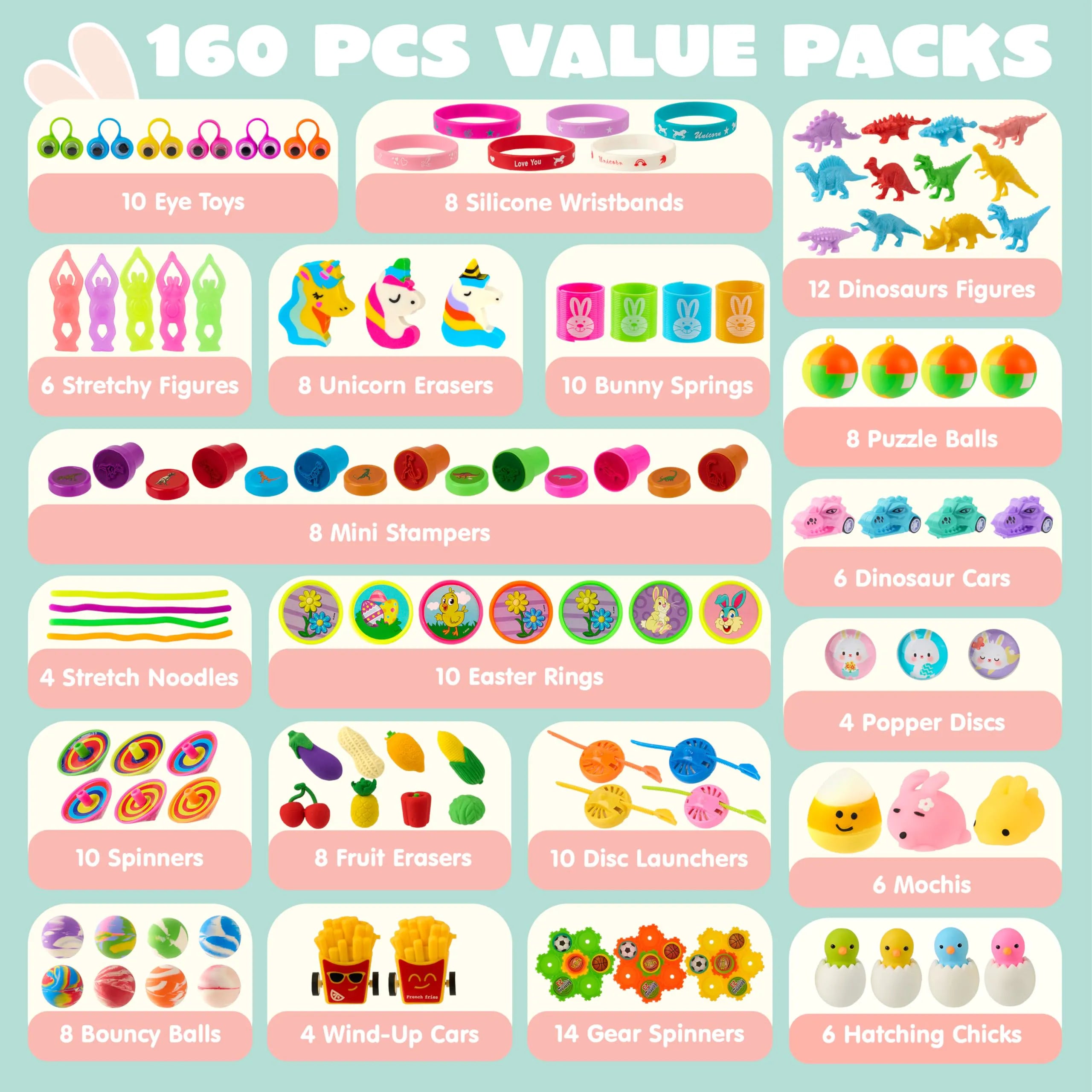 JOIN 160-Piece Prefilled Easter Eggs with Assorted Toys