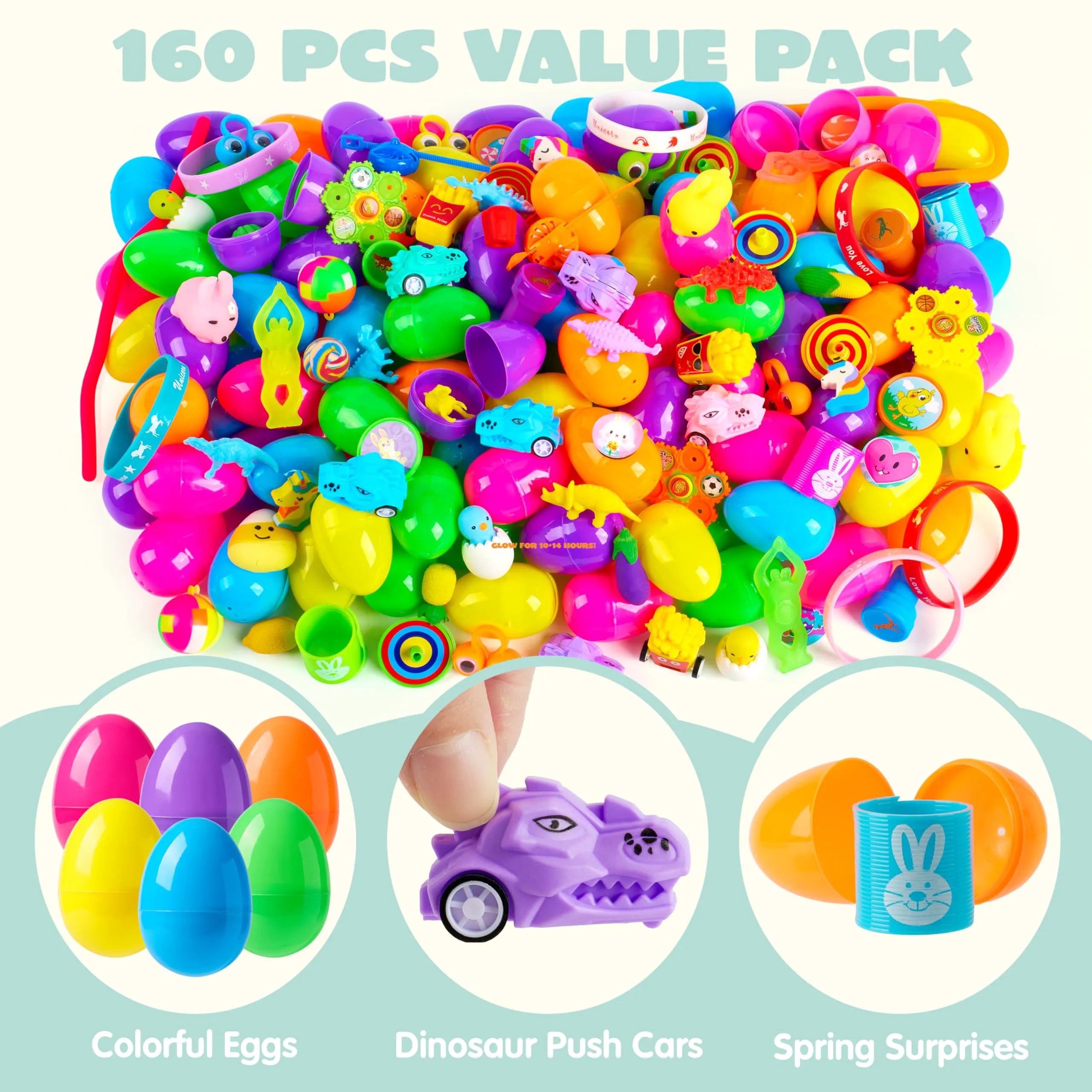 JOIN 160-Piece Prefilled Easter Eggs with Assorted Toys