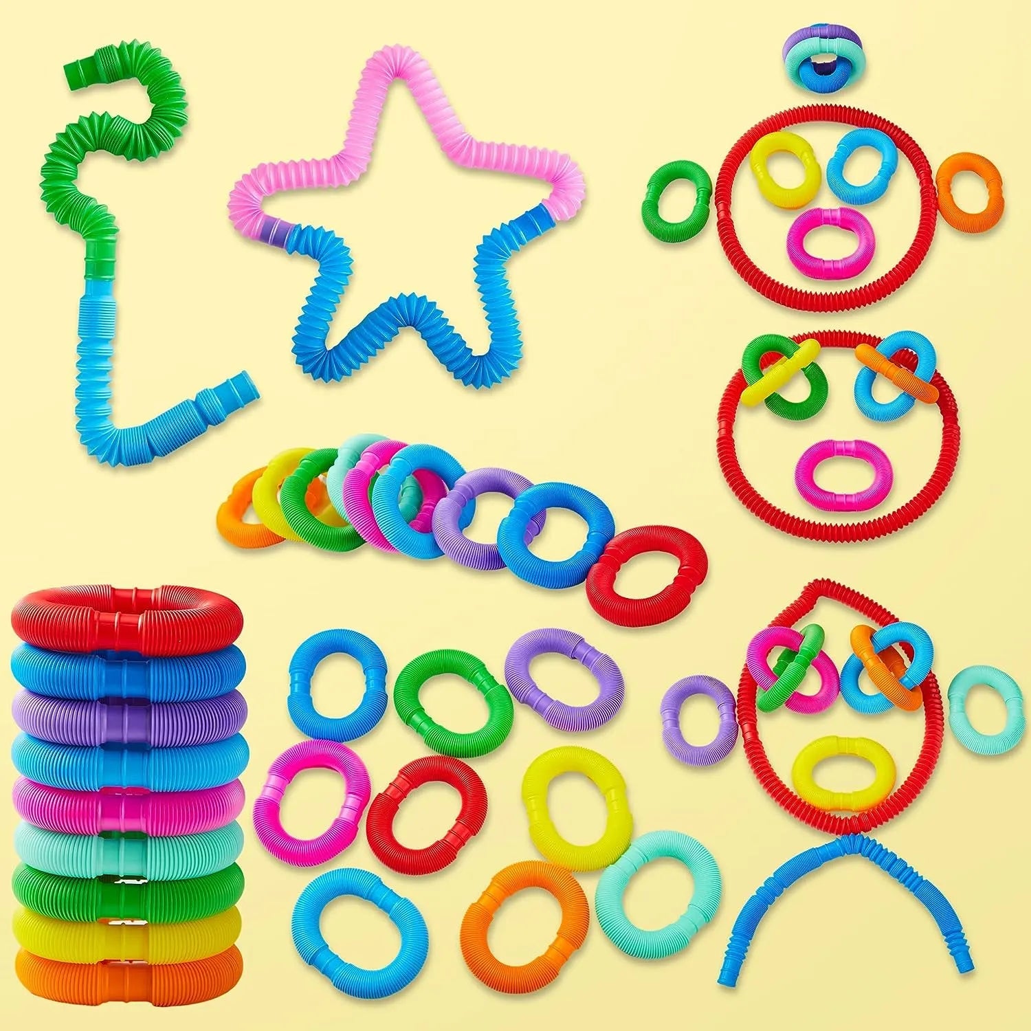 18 Pack Pop Tubes, Fidget Tubes Party Favors in 9 Colors