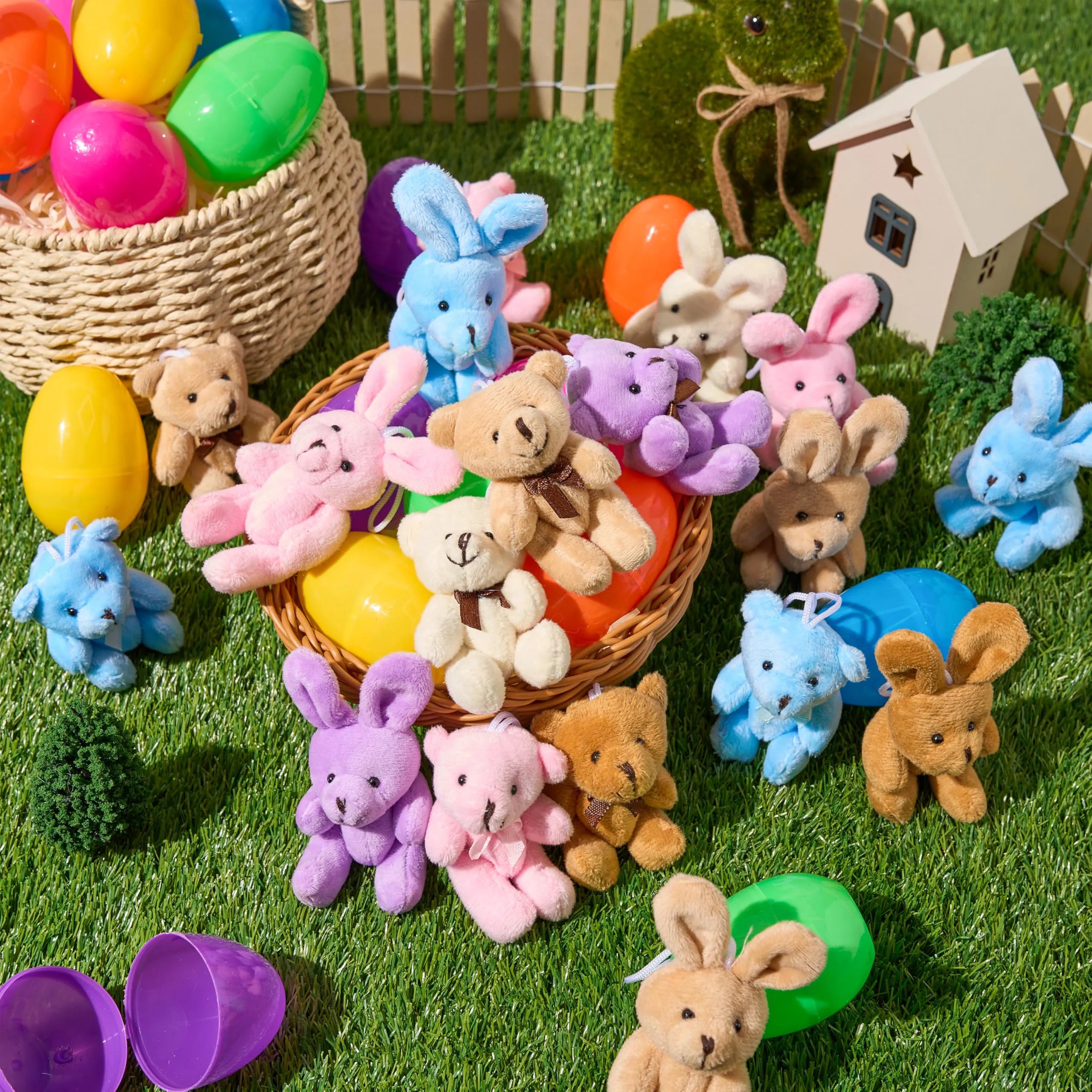 JOYIN 18 Pcs Prefilled Easter Eggs with Plush Animals