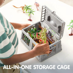 JOIN 19-Piece Dinosaur Toy Set with Play Mat and Storage Cage