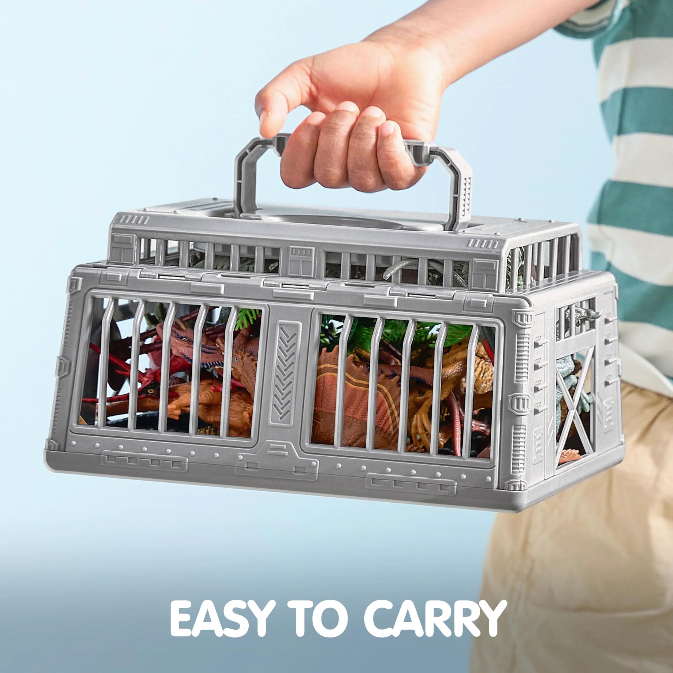 JOIN 19-Piece Dinosaur Toy Set with Play Mat and Storage Cage