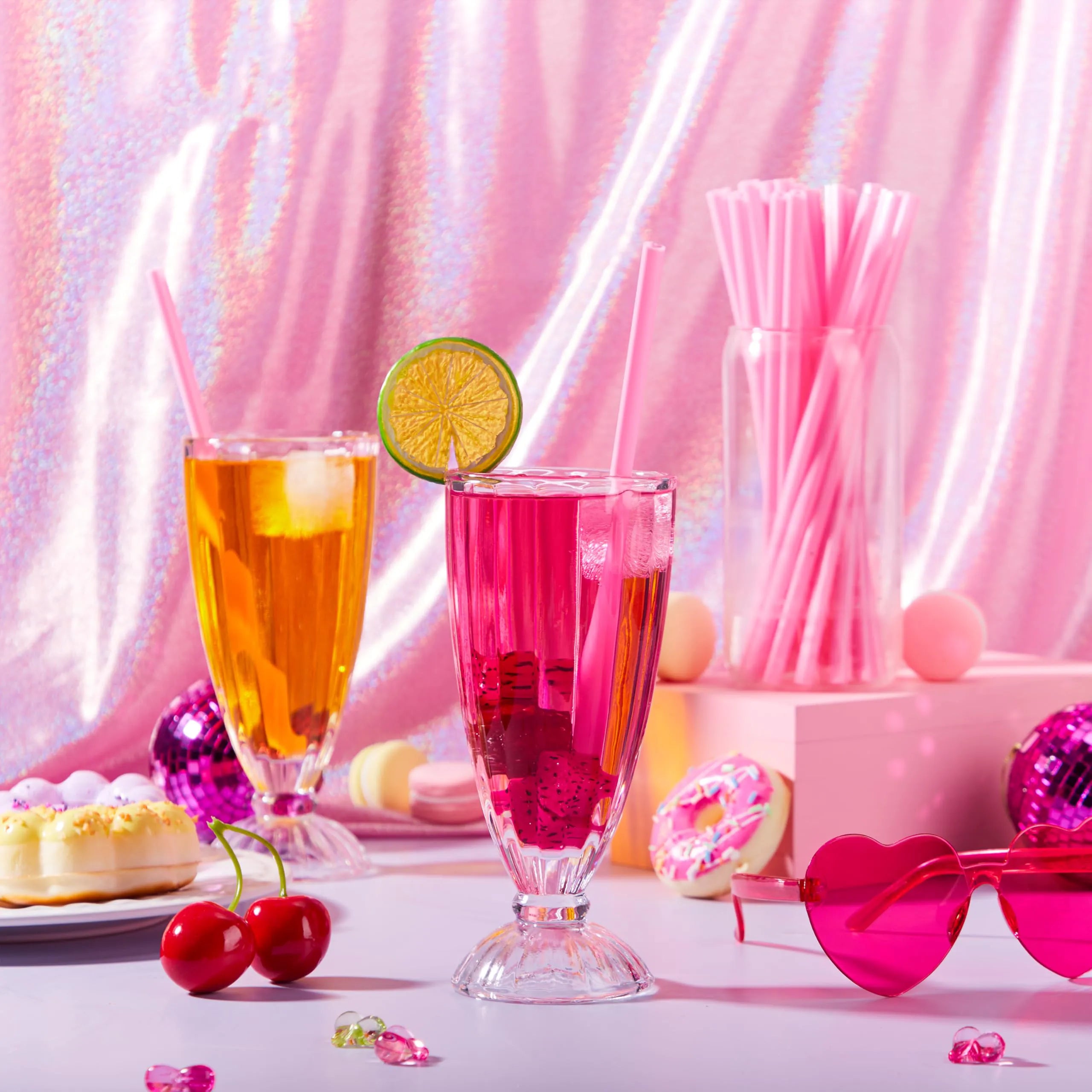 JOYIN 200-Pack Valentine Heart-Shaped Pink Straws