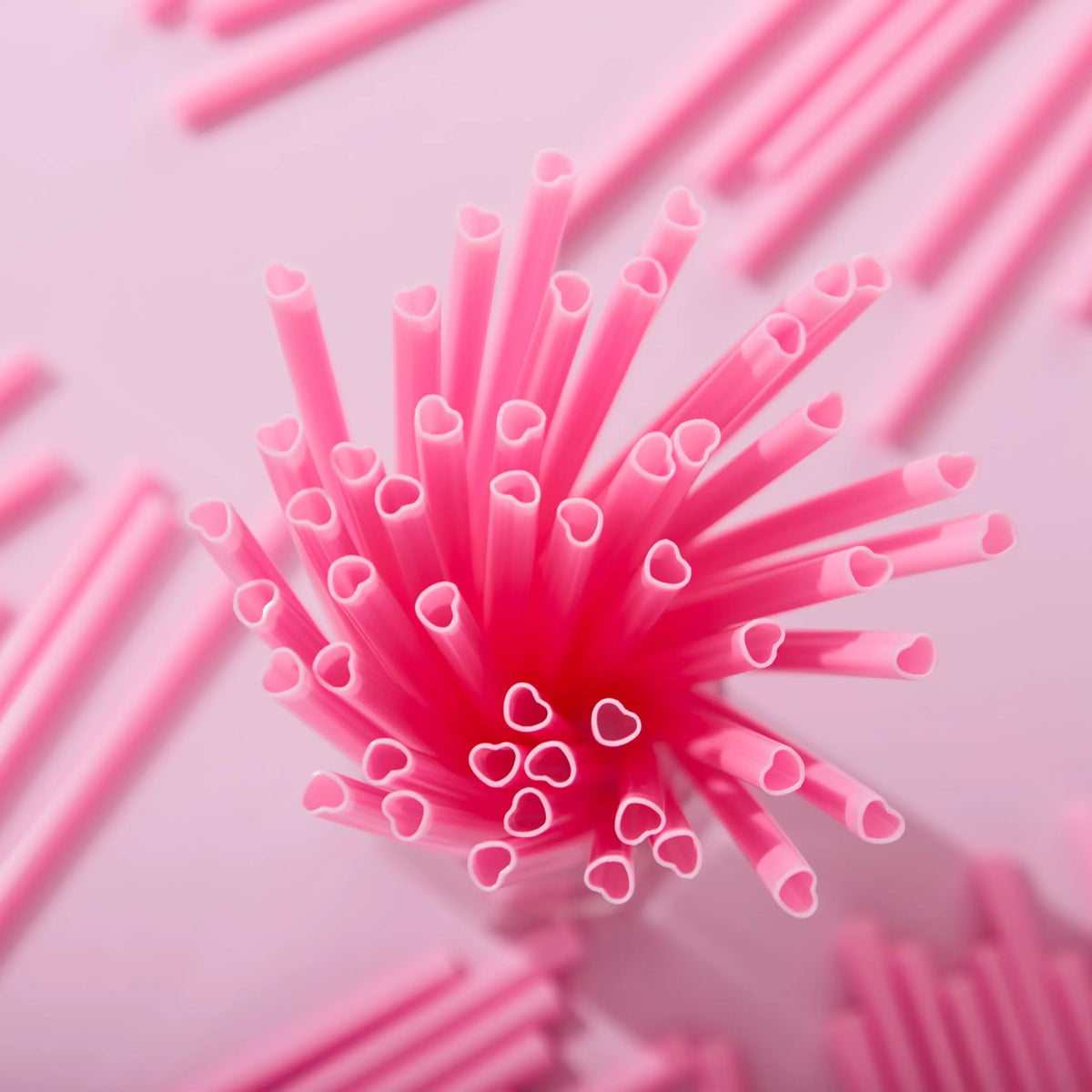 JOYIN 200-Pack Valentine Heart-Shaped Pink Straws