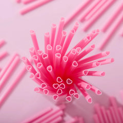 JOYIN 200-Pack Valentine Heart-Shaped Pink Straws