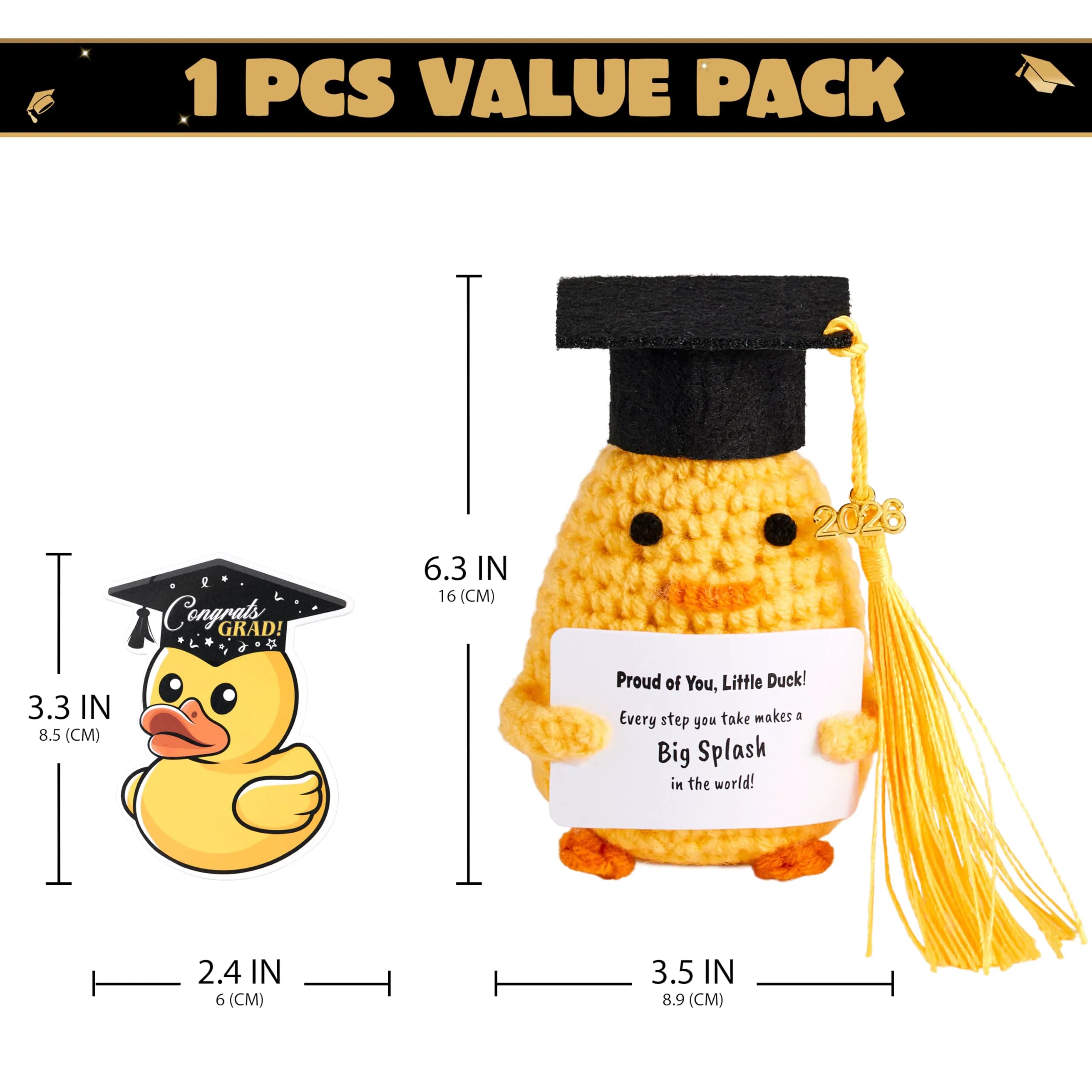 2026 Handmade Crochet Graduation Plush Duck for High School College Toddler Grad Gifts