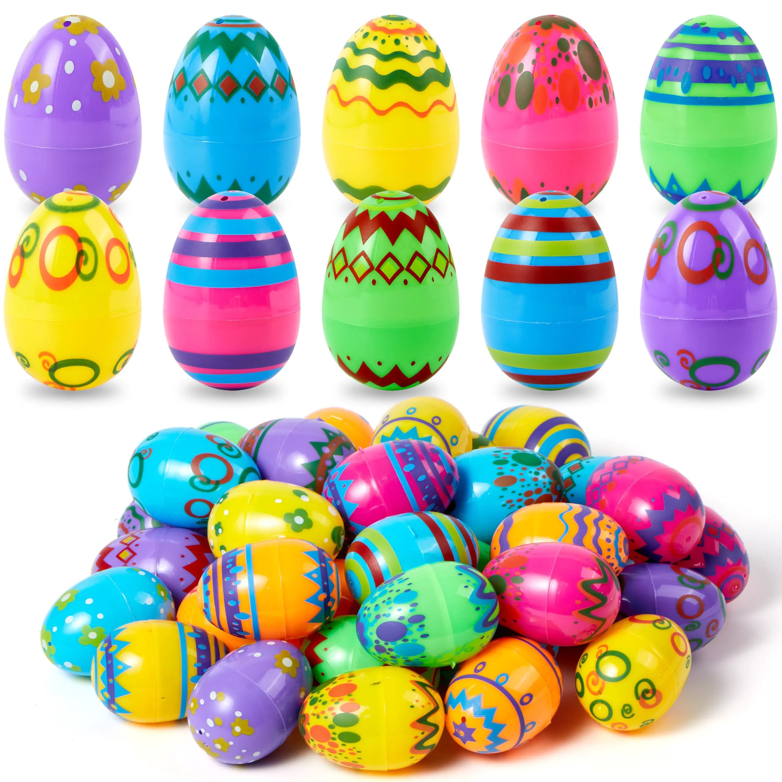 JOYIN 24-Pack 2.3-Inch Printed Fillable Plastic Easter Eggs