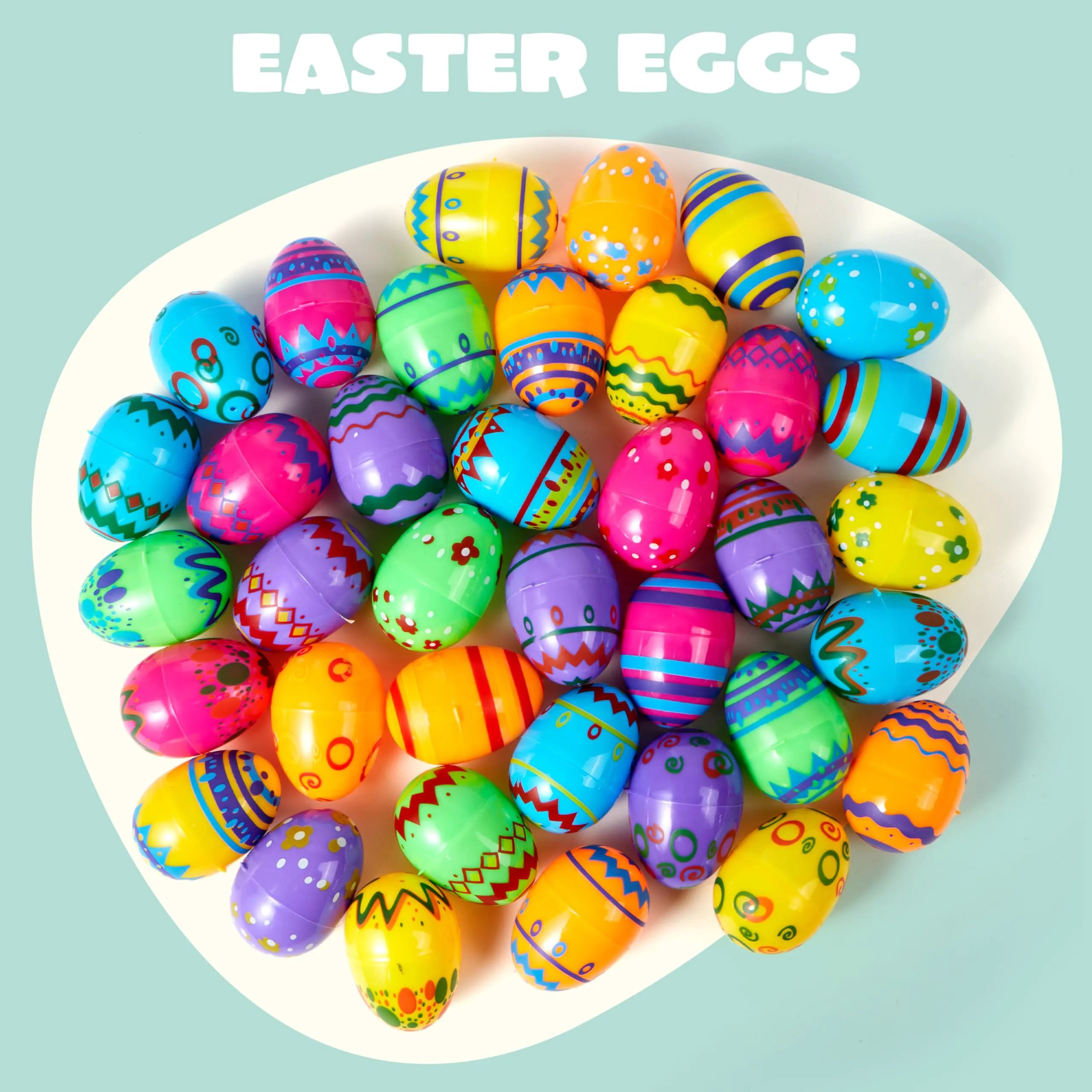JOYIN 24-Pack 2.3-Inch Printed Fillable Plastic Easter Eggs