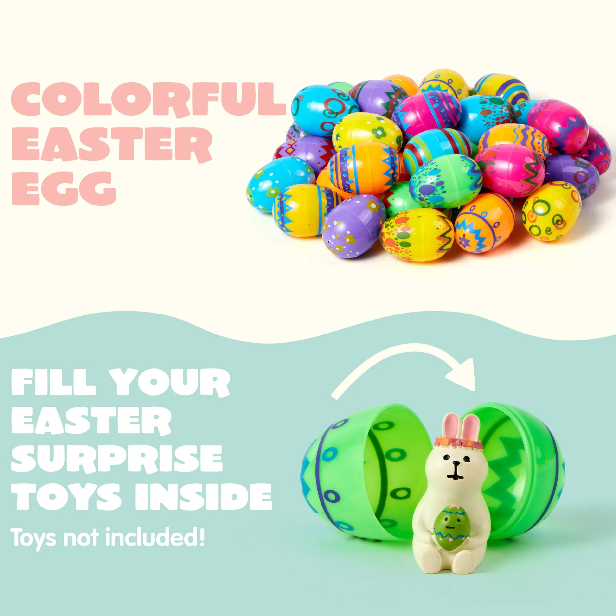 JOYIN 24-Pack 2.3-Inch Printed Fillable Plastic Easter Eggs