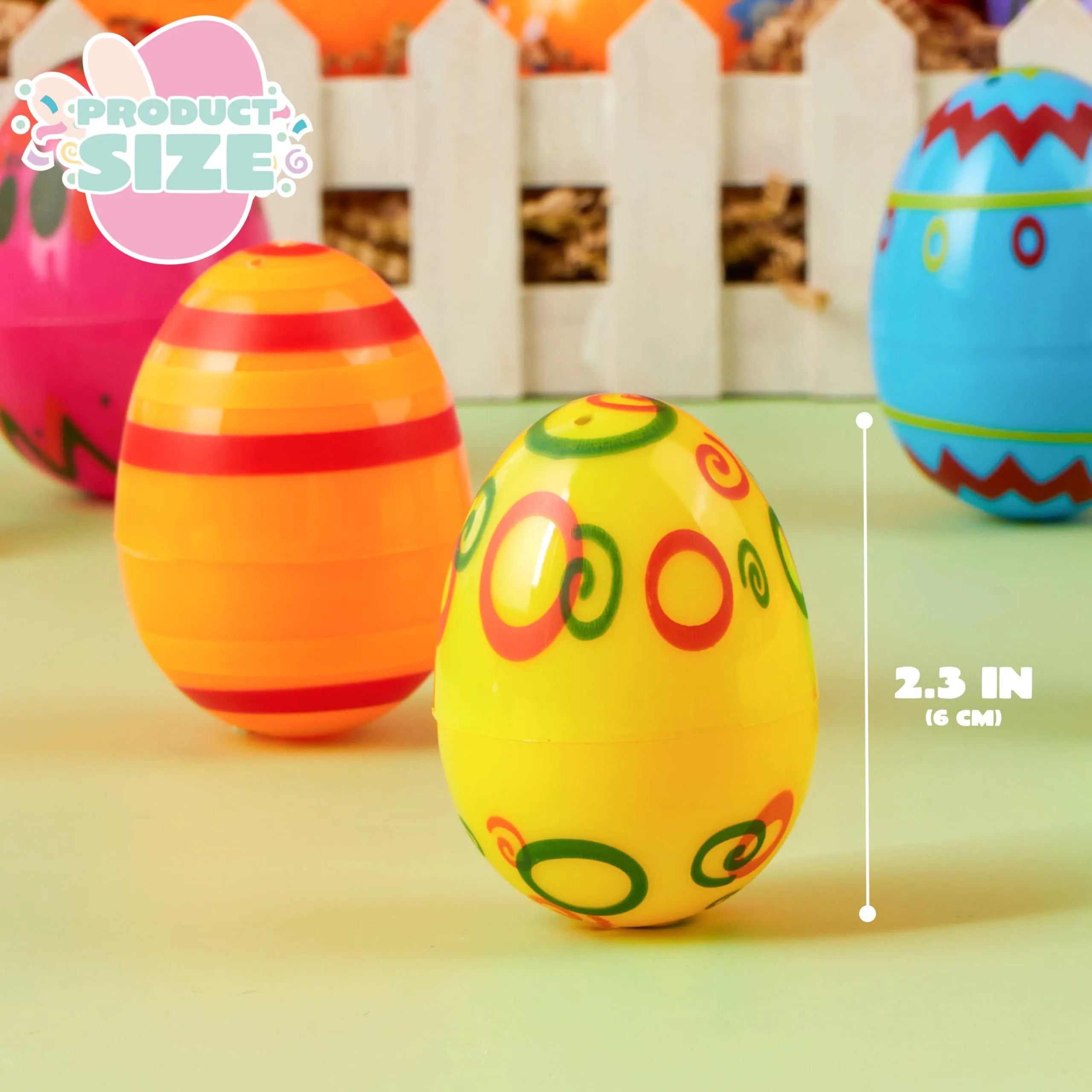 JOYIN 24-Pack 2.3-Inch Printed Fillable Plastic Easter Eggs