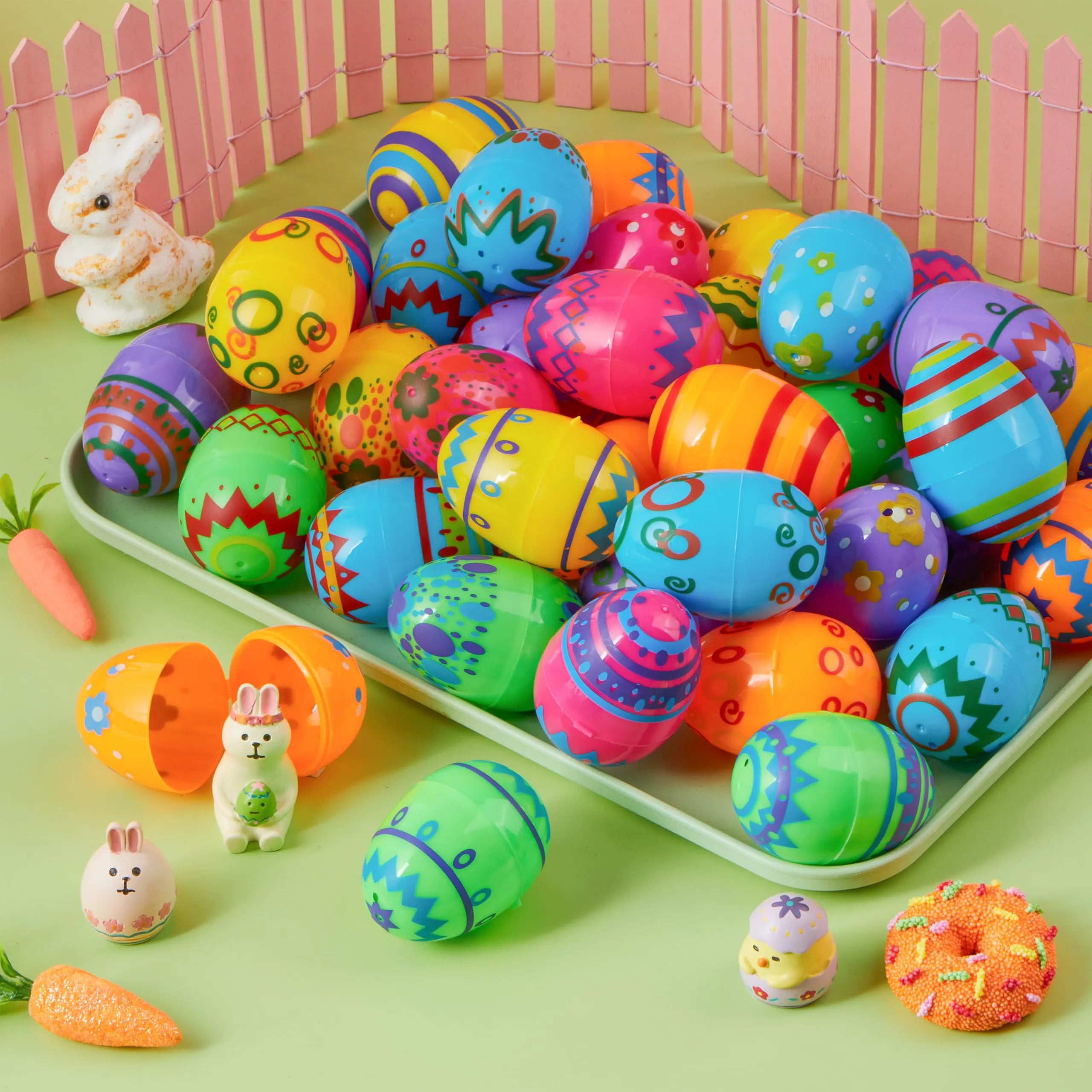 JOYIN 24-Pack 2.3-Inch Printed Fillable Plastic Easter Eggs