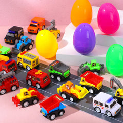 JOIN 24-Piece Filled Easter Eggs with Pull-Back Construction Cars
