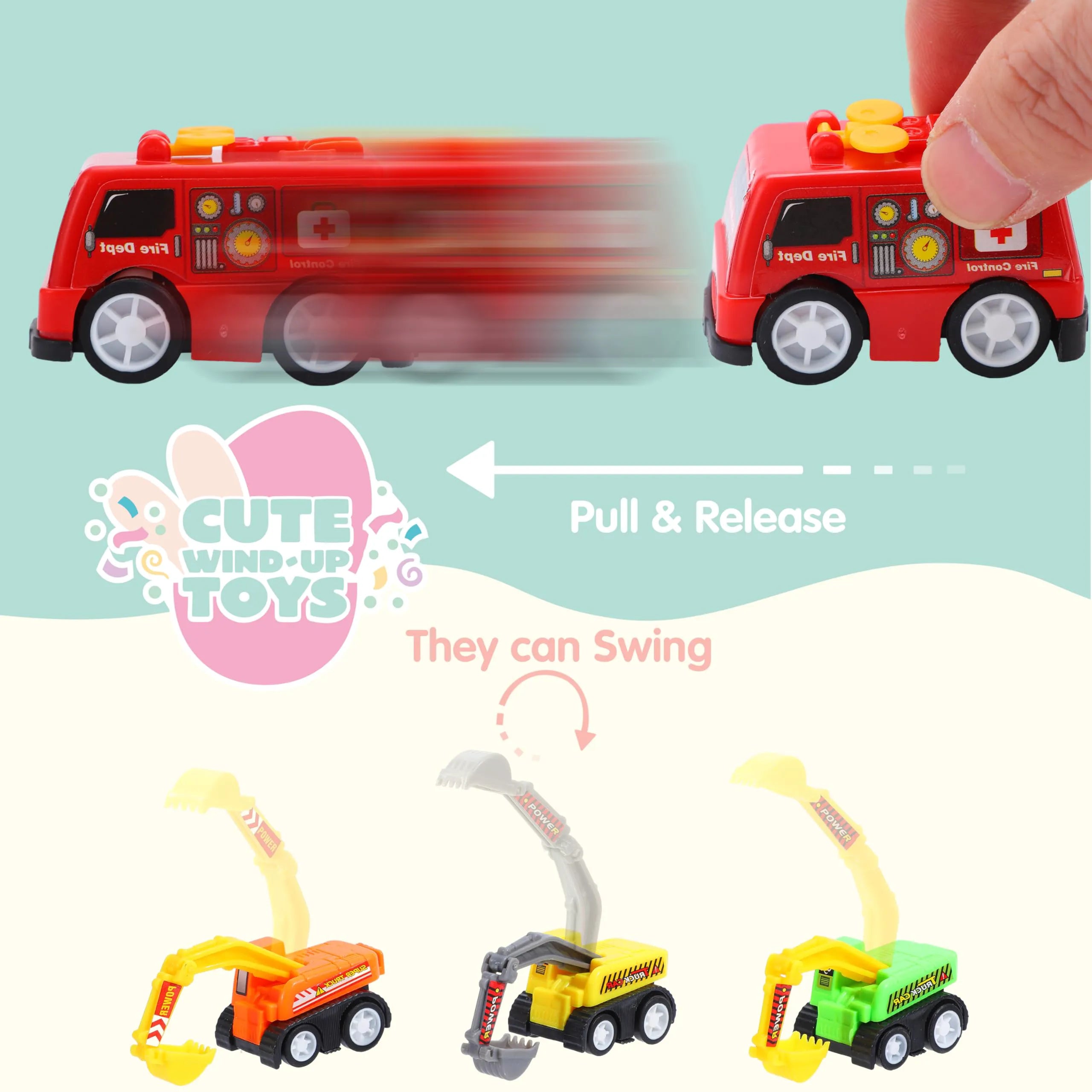 JOIN 24-Piece Filled Easter Eggs with Pull-Back Construction Cars