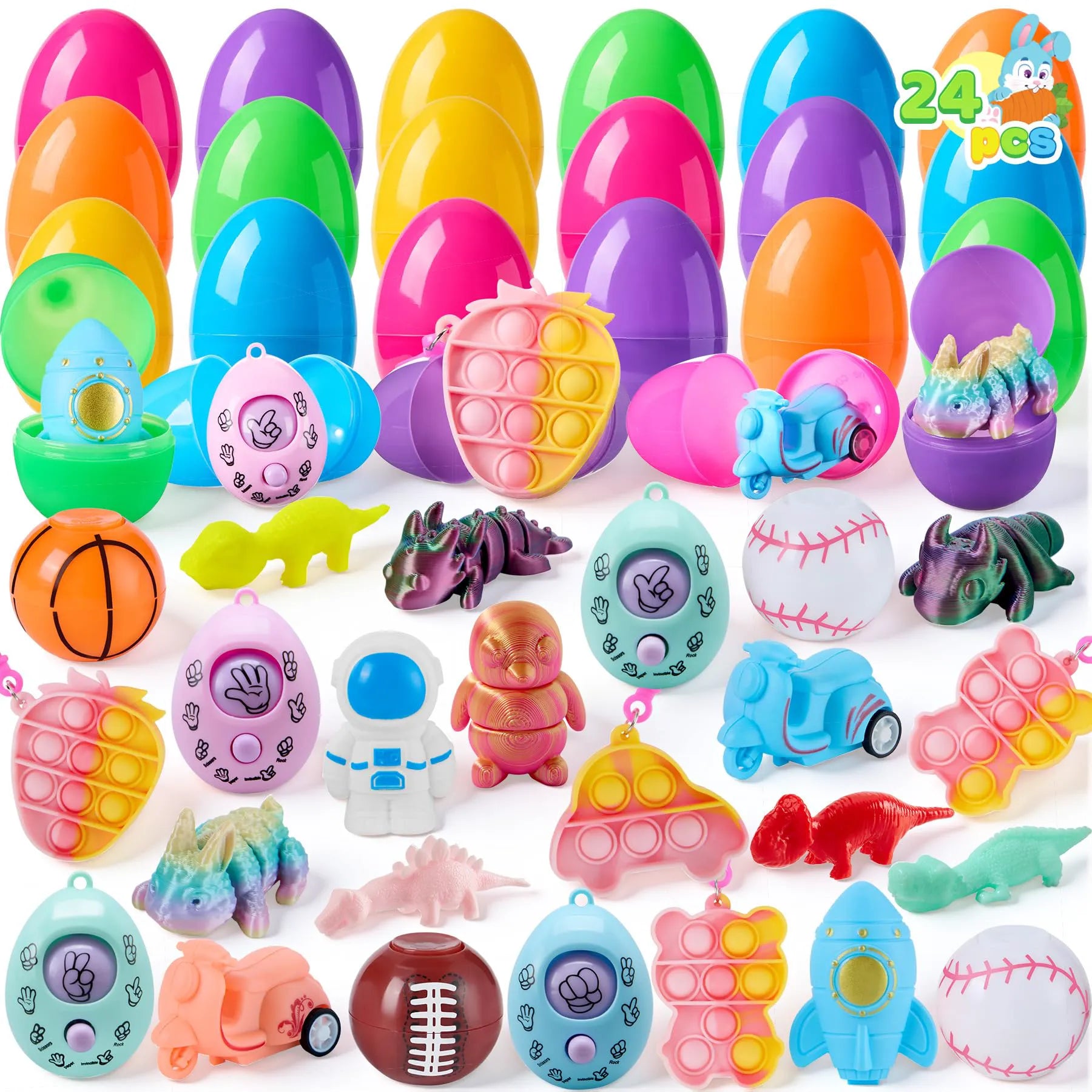 JOYIN 24-Pack Prefilled Easter Eggs with Assorted Toys
