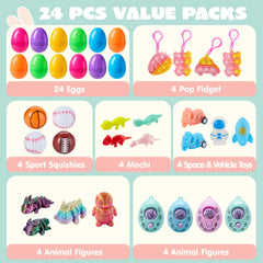 JOYIN 24-Pack Prefilled Easter Eggs with Assorted Toys