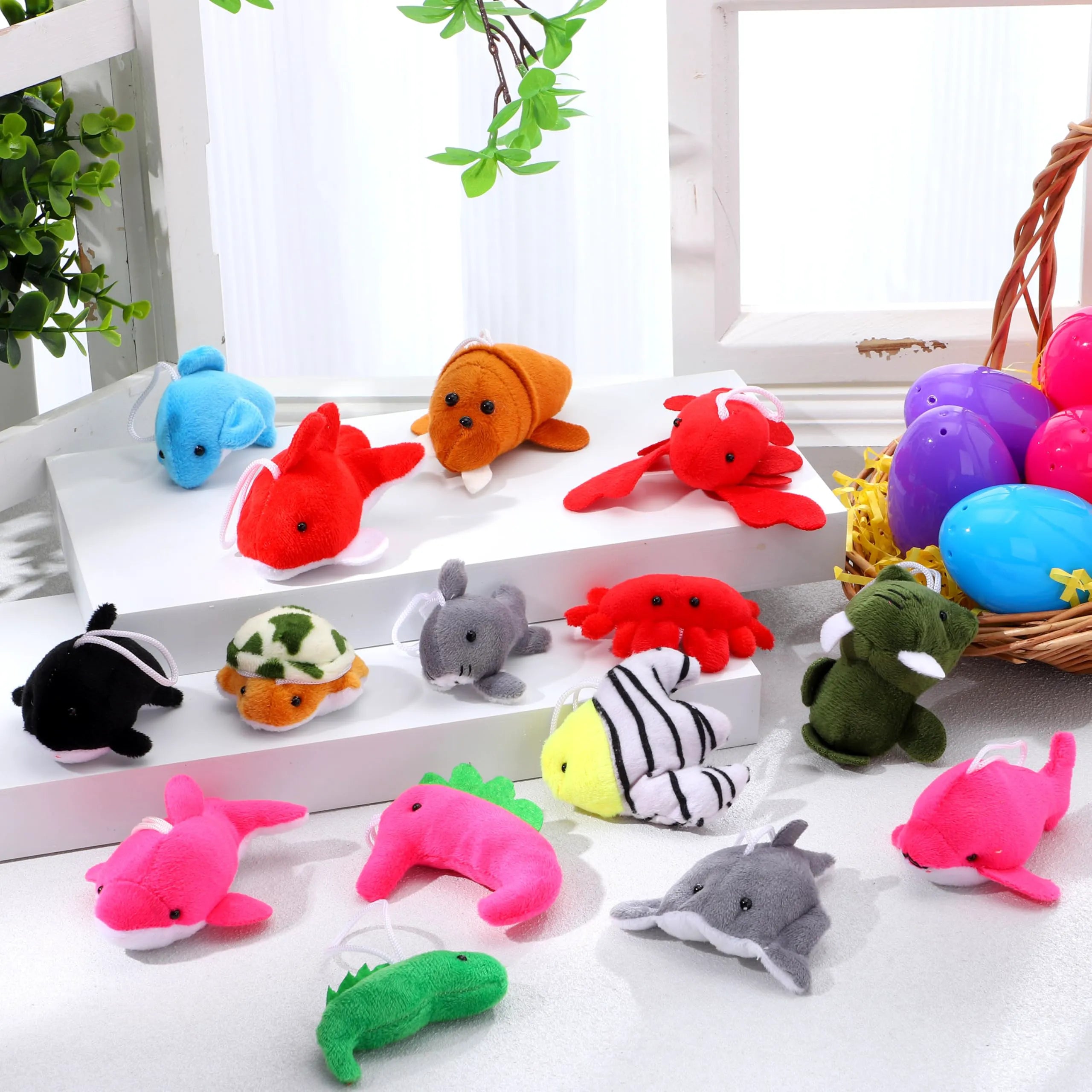 JOYIN 24 Prefilled Easter Eggs with Sea Animal Plush Toys
