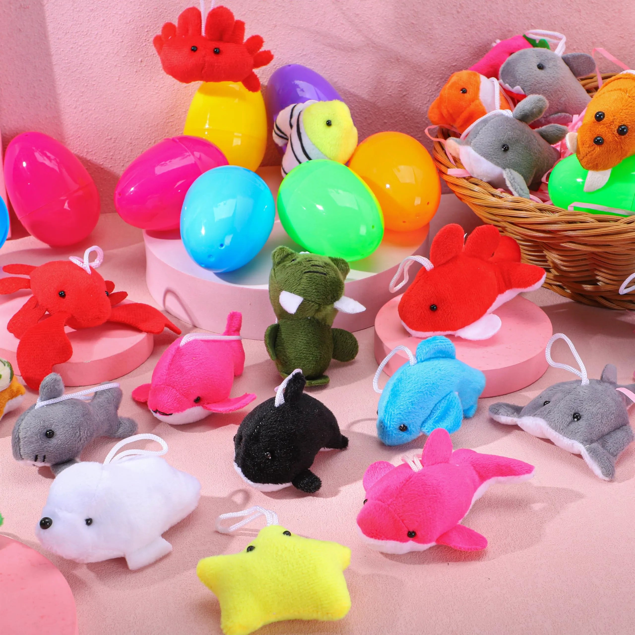 JOYIN 24 Prefilled Easter Eggs with Sea Animal Plush Toys