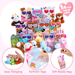 JOYIN 24-Piece Valentine's Day Plush Toys with Gift Boxes