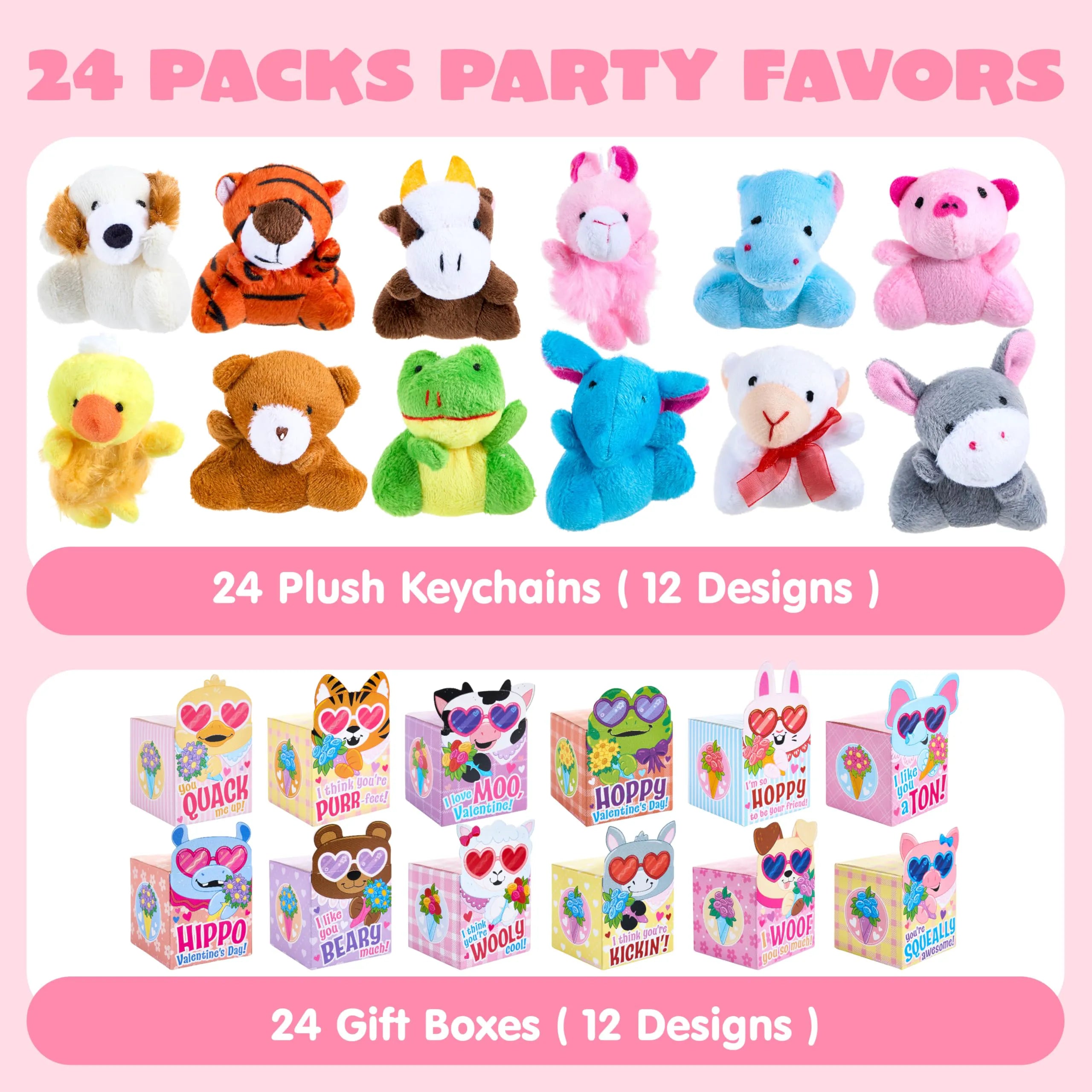 JOYIN 24-Piece Valentine's Day Plush Toys with Gift Boxes
