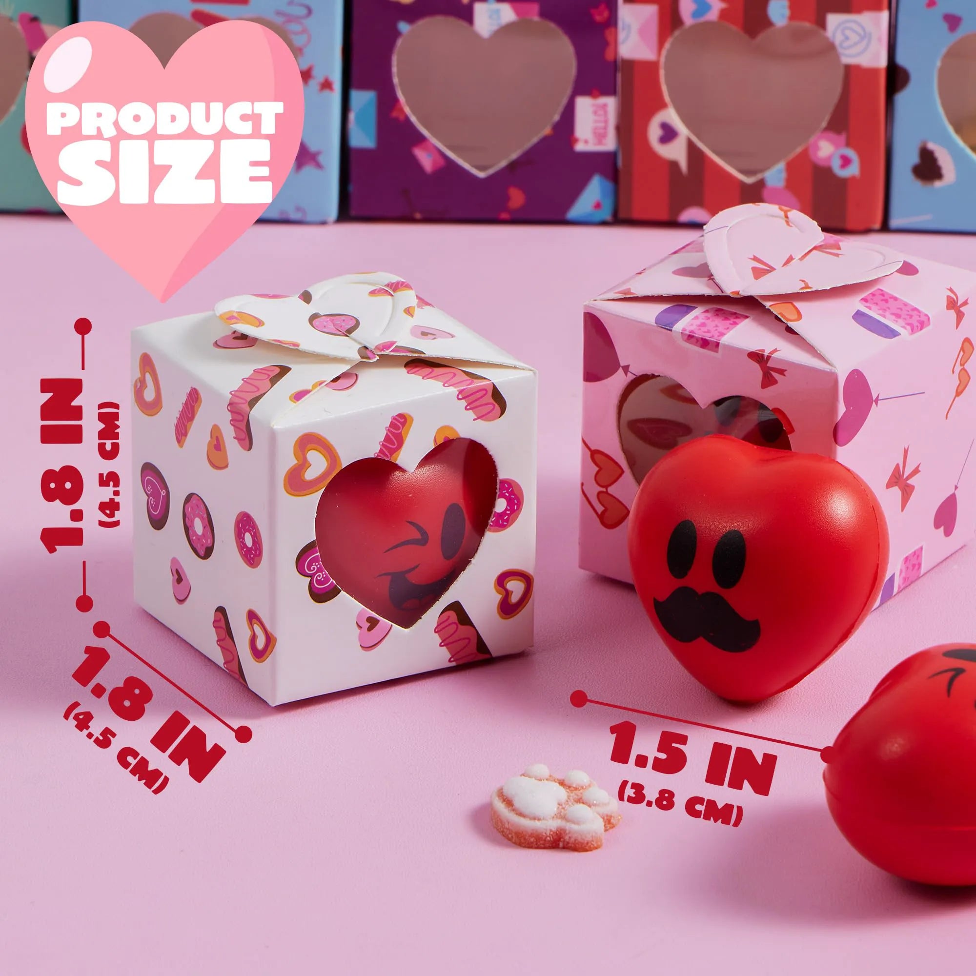 JOYIN 28-Pack Valentine Heart Stress Balls - Smile Face Squishy Toys in Valentine Themed Gift Box