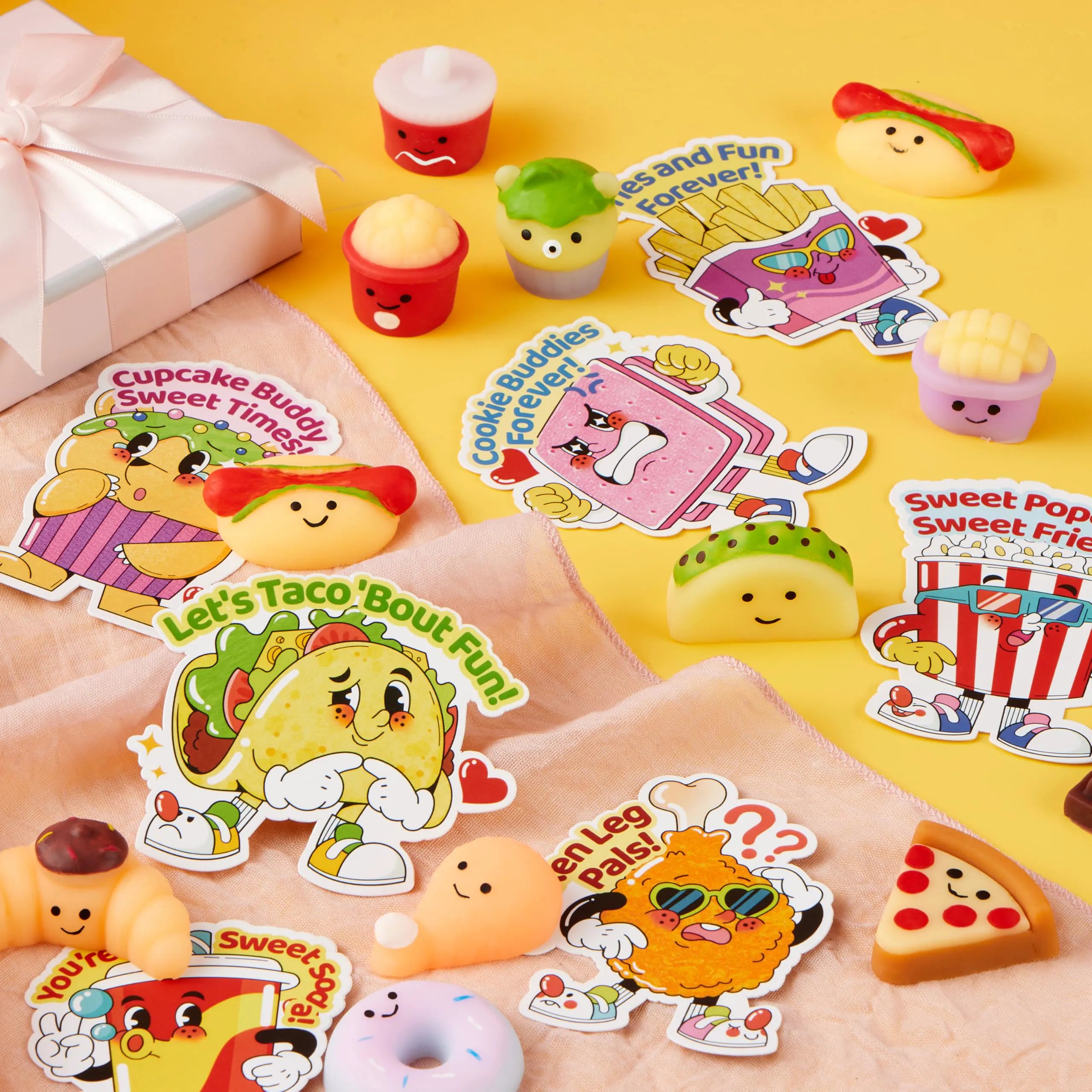 JOYIN 28 Pack Valentine's Day Cards with Kawaii Dessert Fidget Toys, 14 Designs