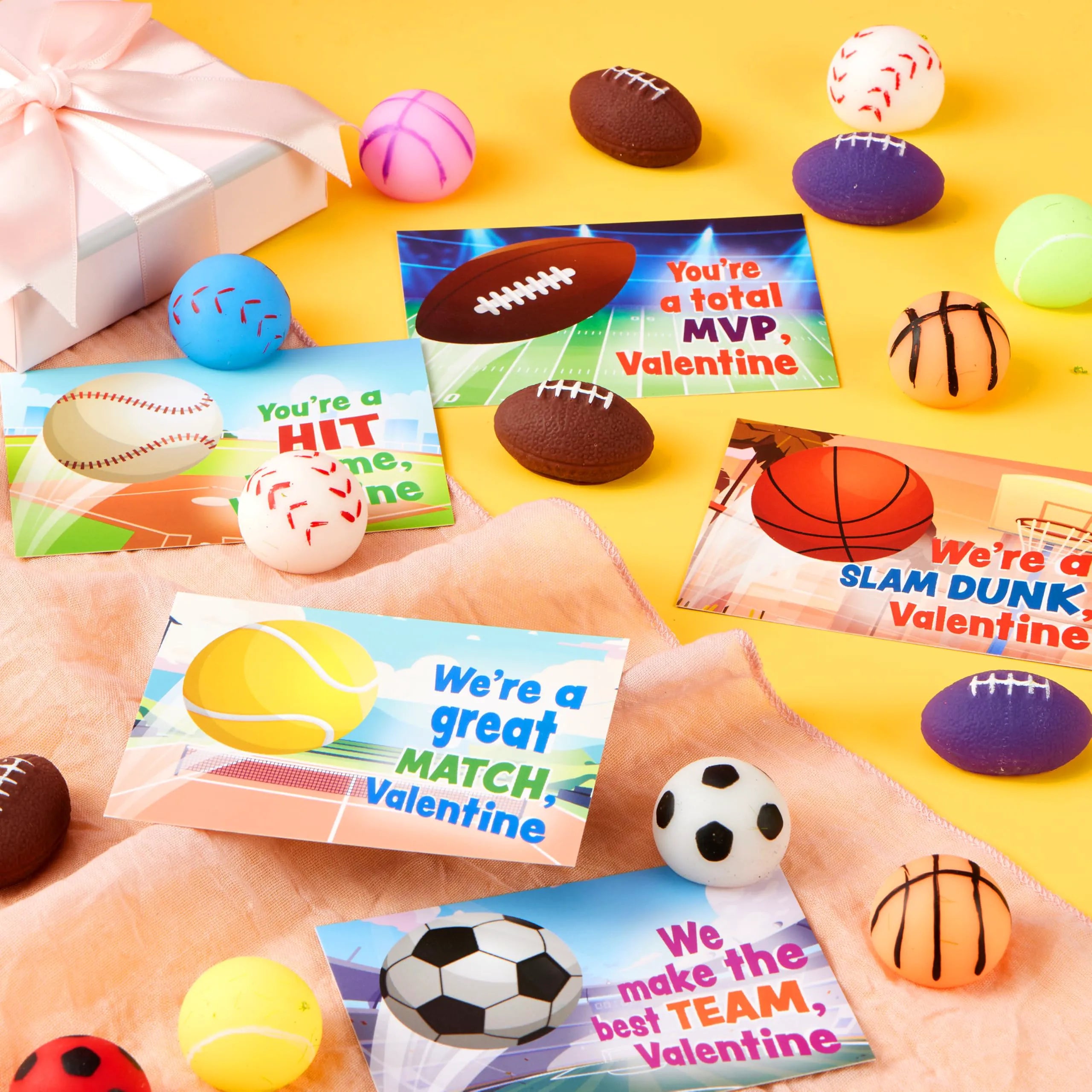 JOYIN 28-Pack Valentine's Day Kawaii Sports Ball Mochi Stress Relief Fidget Toys for Kids
