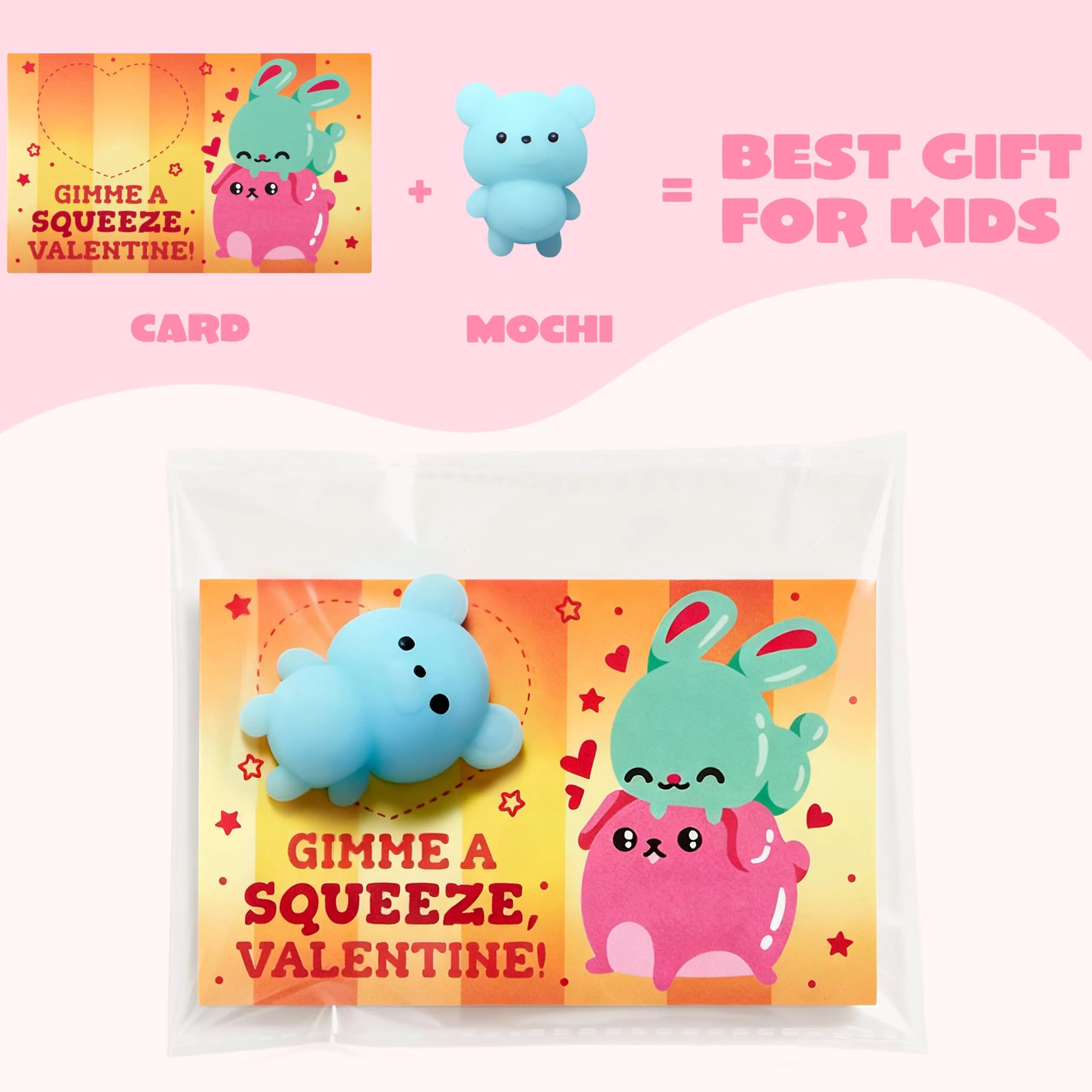 JOYIN 28 Packs Valentines Day Mochi Squishy Toy Stress Relief Gift Cards for Kids