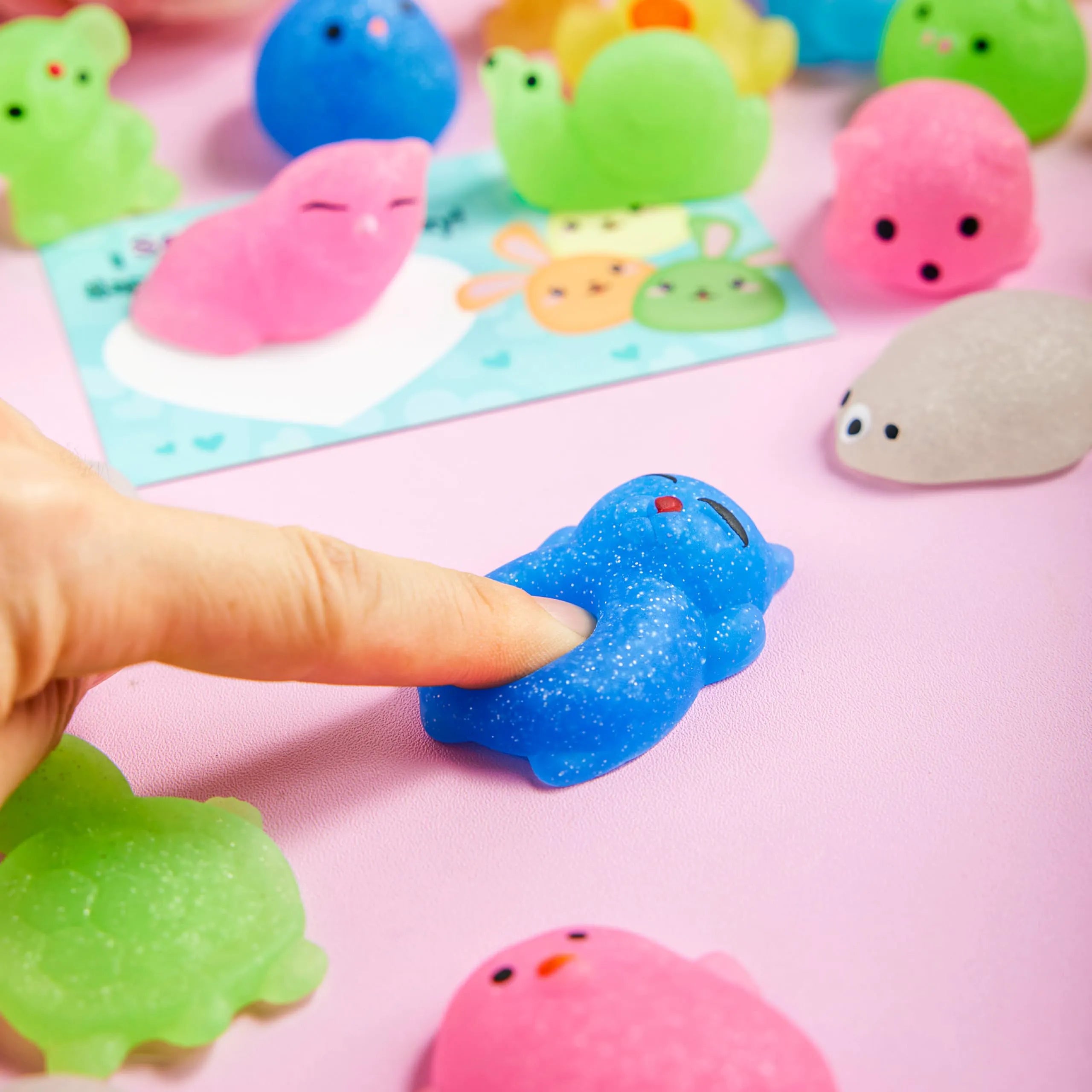 JOYIN 28-Pack Valentine's Day Cute Mochi Squishy Toys with Cards for Kids