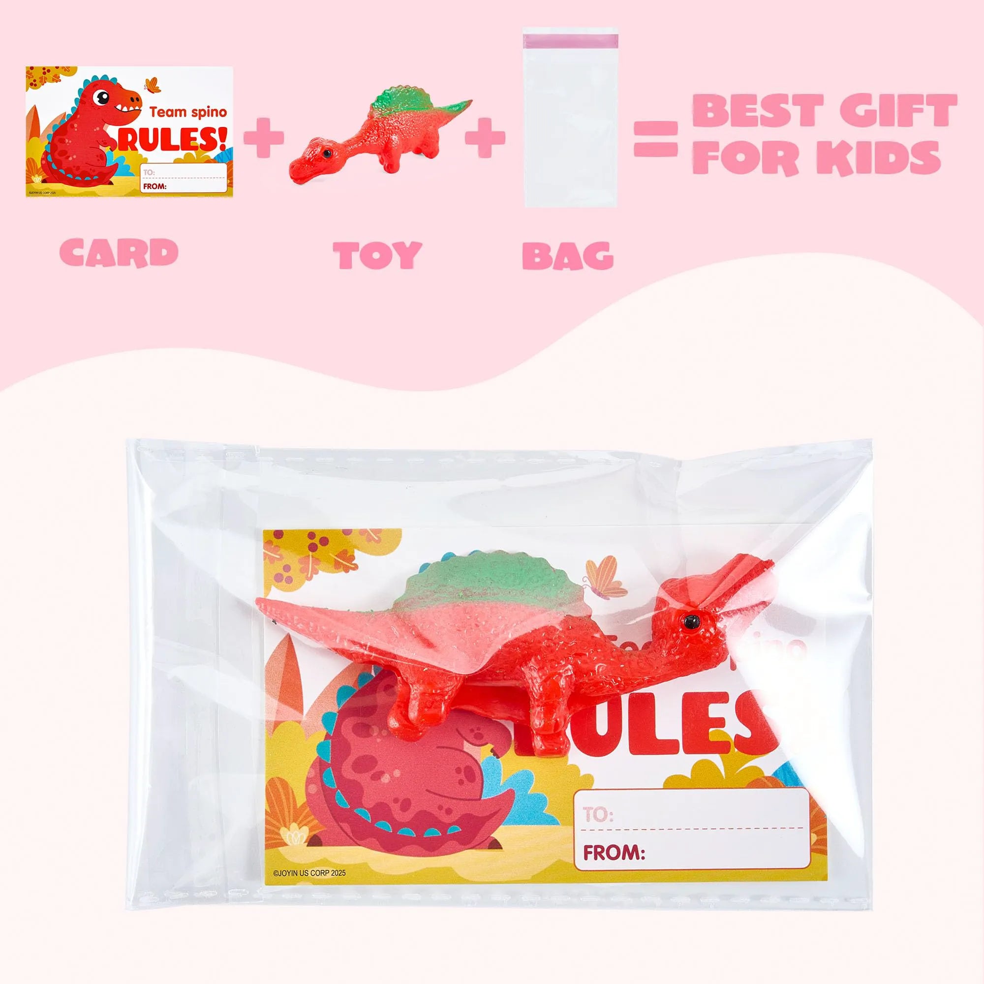 JOYIN 28 Pcs Valentine's Day Slingshot Dinosaur Toys with Cards