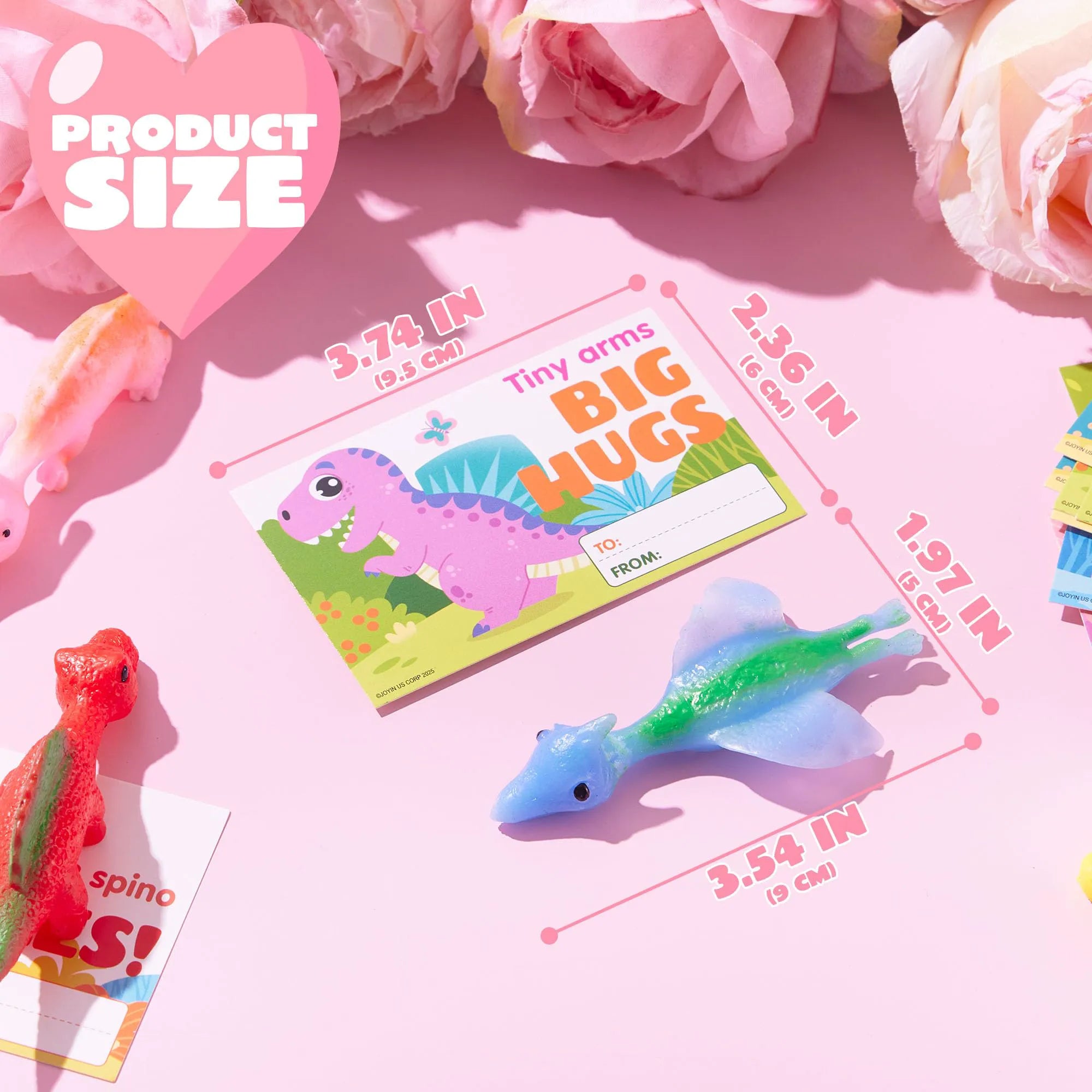 JOYIN 28 Pcs Valentine's Day Slingshot Dinosaur Toys with Cards